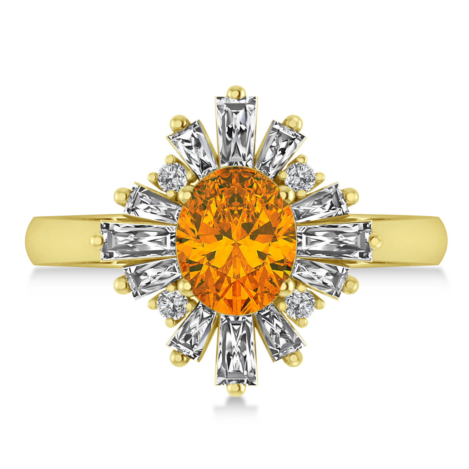 Citrine & Diamond Oval Cut Ballerina Engagement Ring 18k Yellow Gold (3.06 ctw)