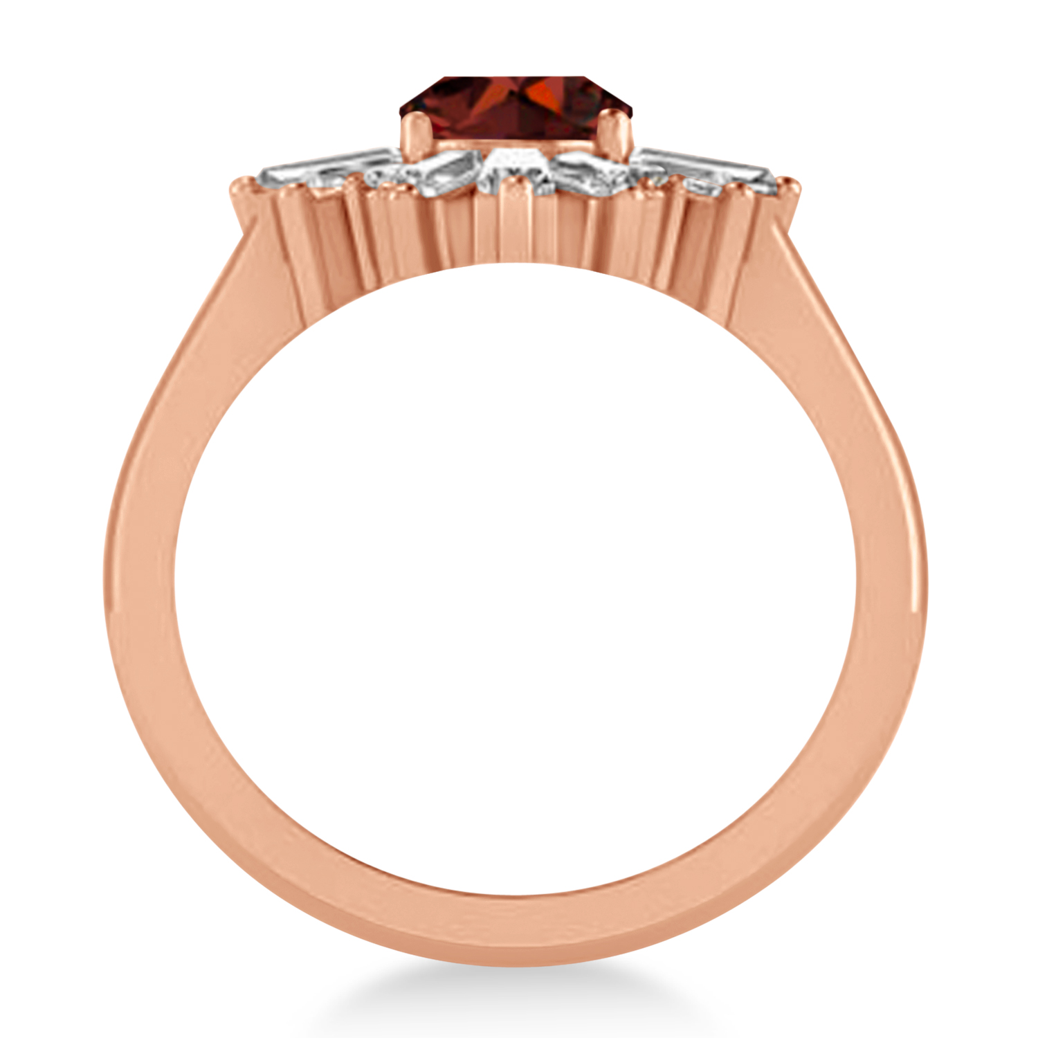Garnet & Diamond Oval Cut Ballerina Engagement Ring 14k Rose Gold (3.06 ctw)