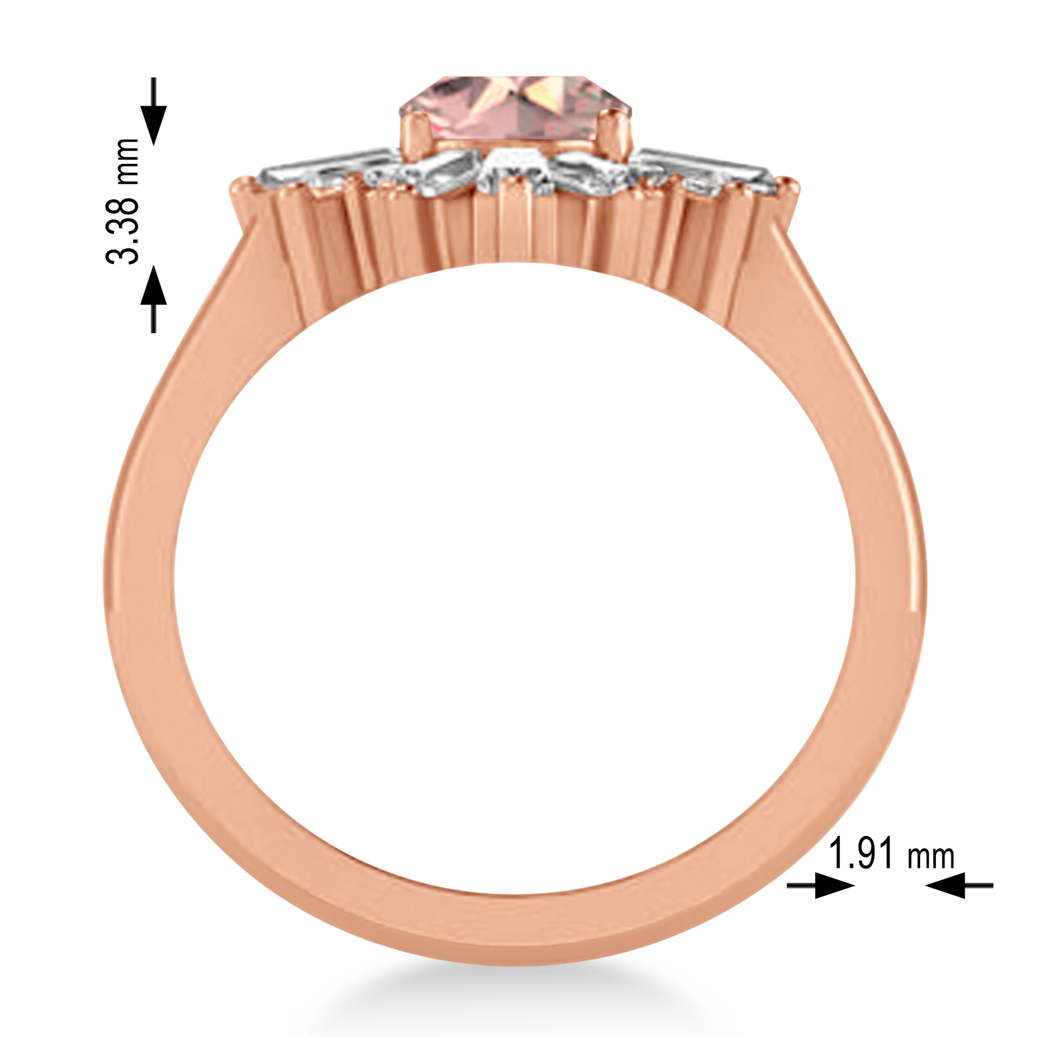 Morganite & Diamond Oval Cut Ballerina Engagement Ring 18k Rose Gold (3.06 ctw)