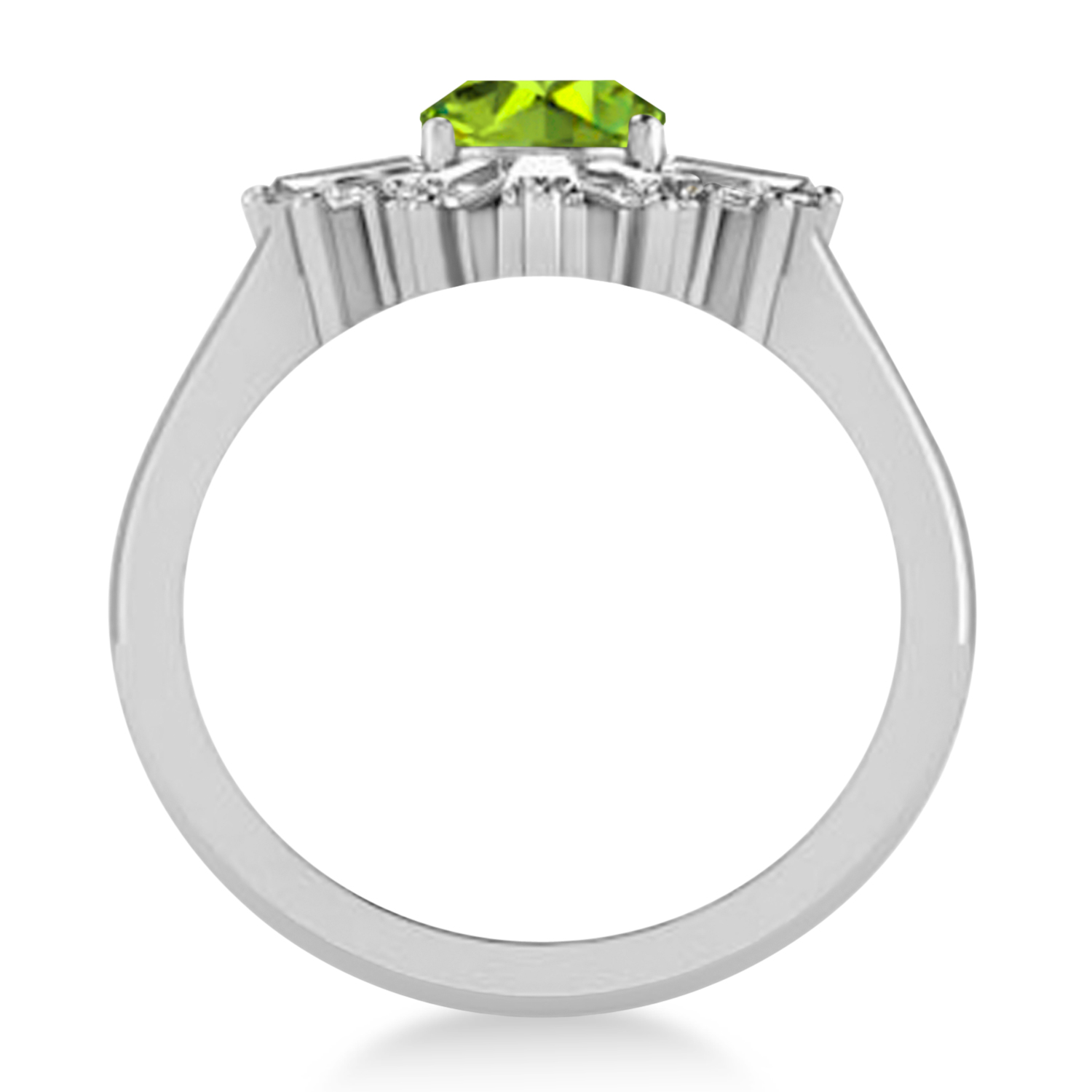 Peridot & Diamond Oval Cut Ballerina Engagement Ring Platinum (3.06 ctw)