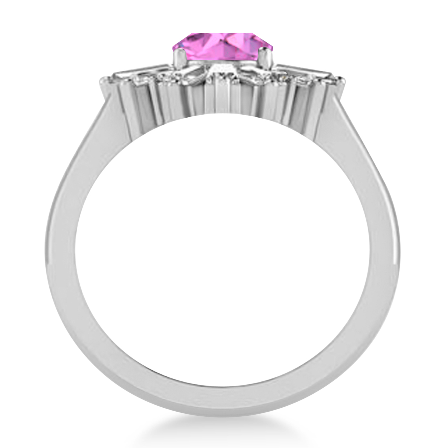 Pink Sapphire & Diamond Oval Cut Ballerina Engagement Ring 14k White Gold (3.06 ctw)