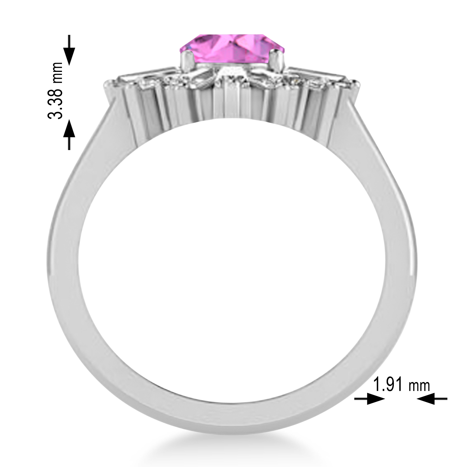 Pink Sapphire & Diamond Oval Cut Ballerina Engagement Ring 14k White Gold (3.06 ctw)