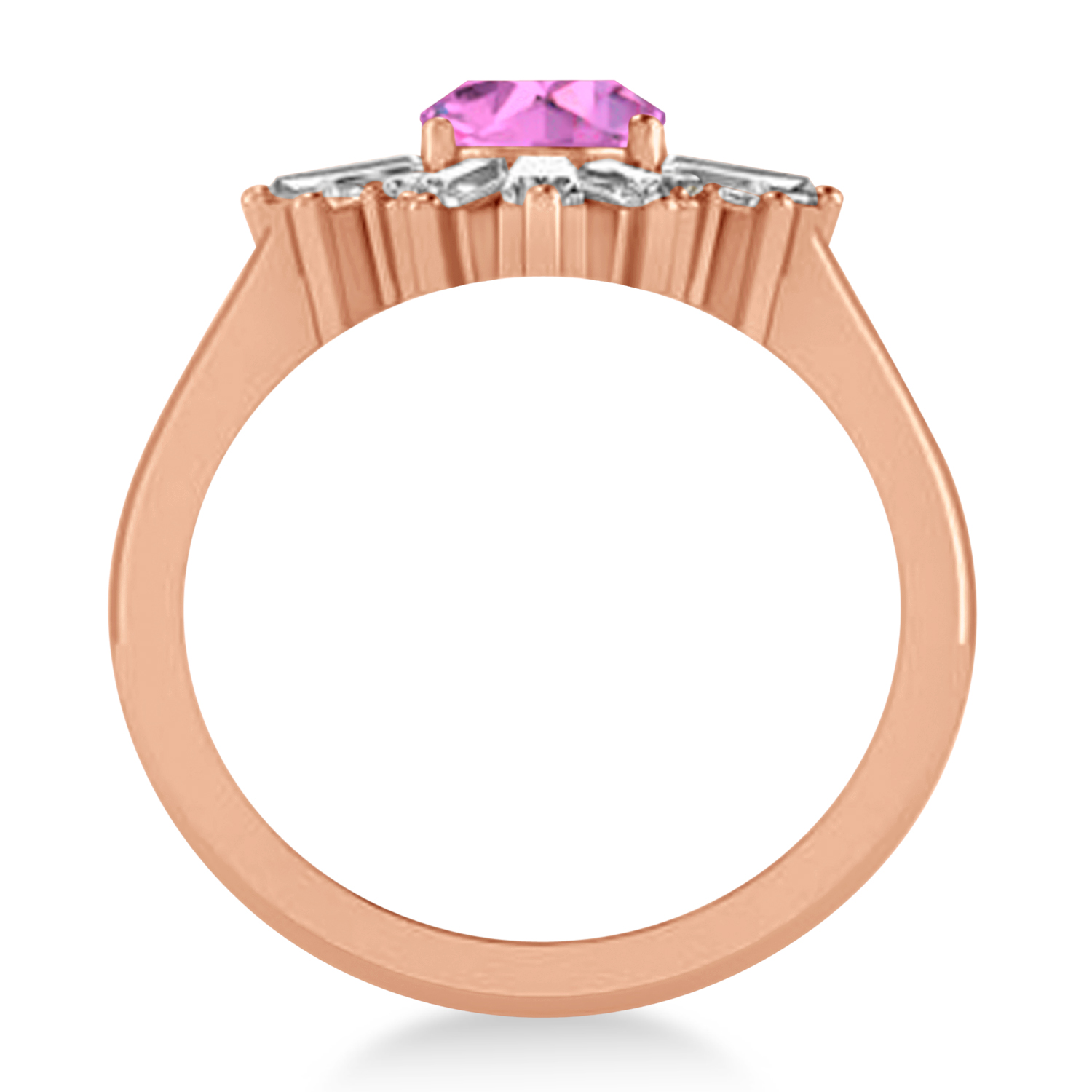 Pink Sapphire & Diamond Oval Cut Ballerina Engagement Ring 18k Rose Gold (3.06 ctw)