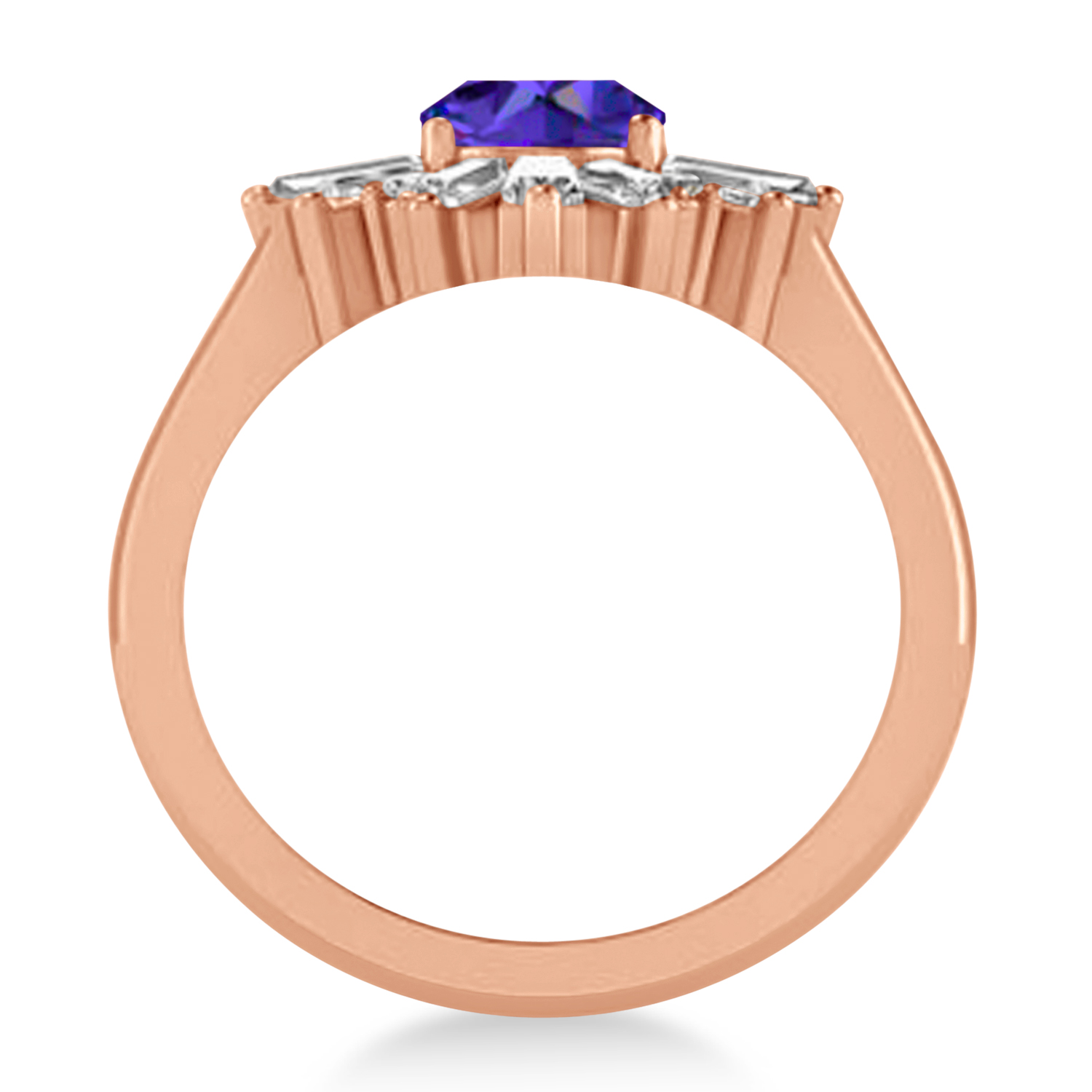 Tanzanite & Diamond Oval Cut Ballerina Engagement Ring 14k Rose Gold (3.06 ctw)