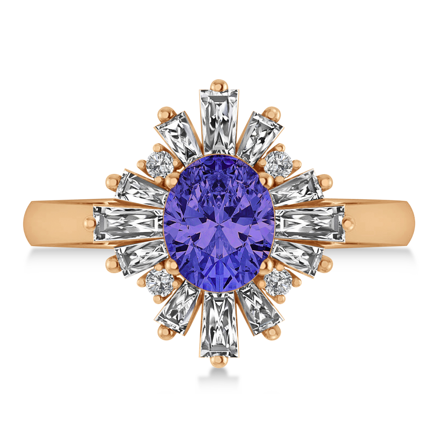 Tanzanite & Diamond Oval Cut Ballerina Engagement Ring 14k Rose Gold (3.06 ctw)