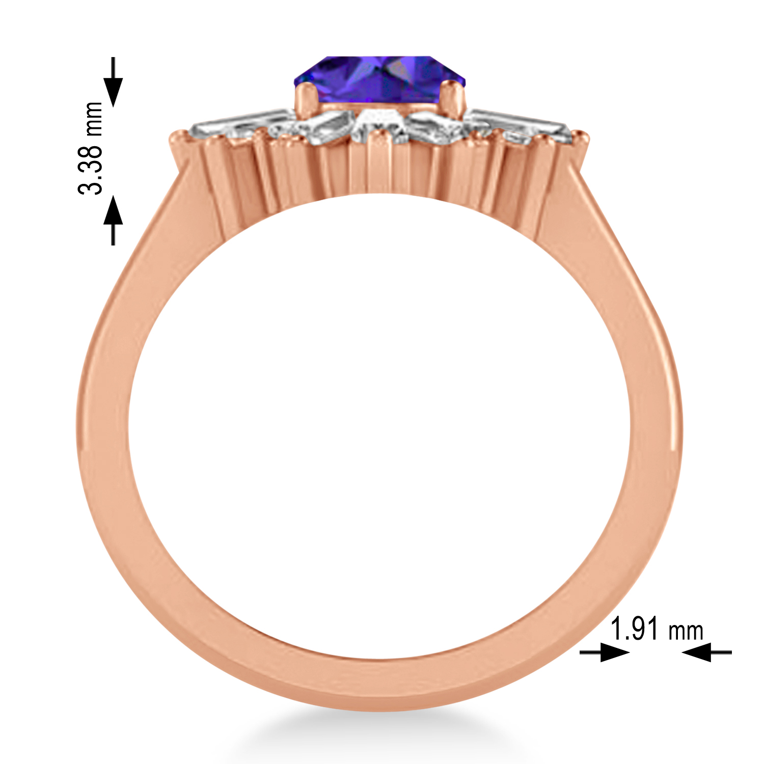 Tanzanite & Diamond Oval Cut Ballerina Engagement Ring 14k Rose Gold (3.06 ctw)
