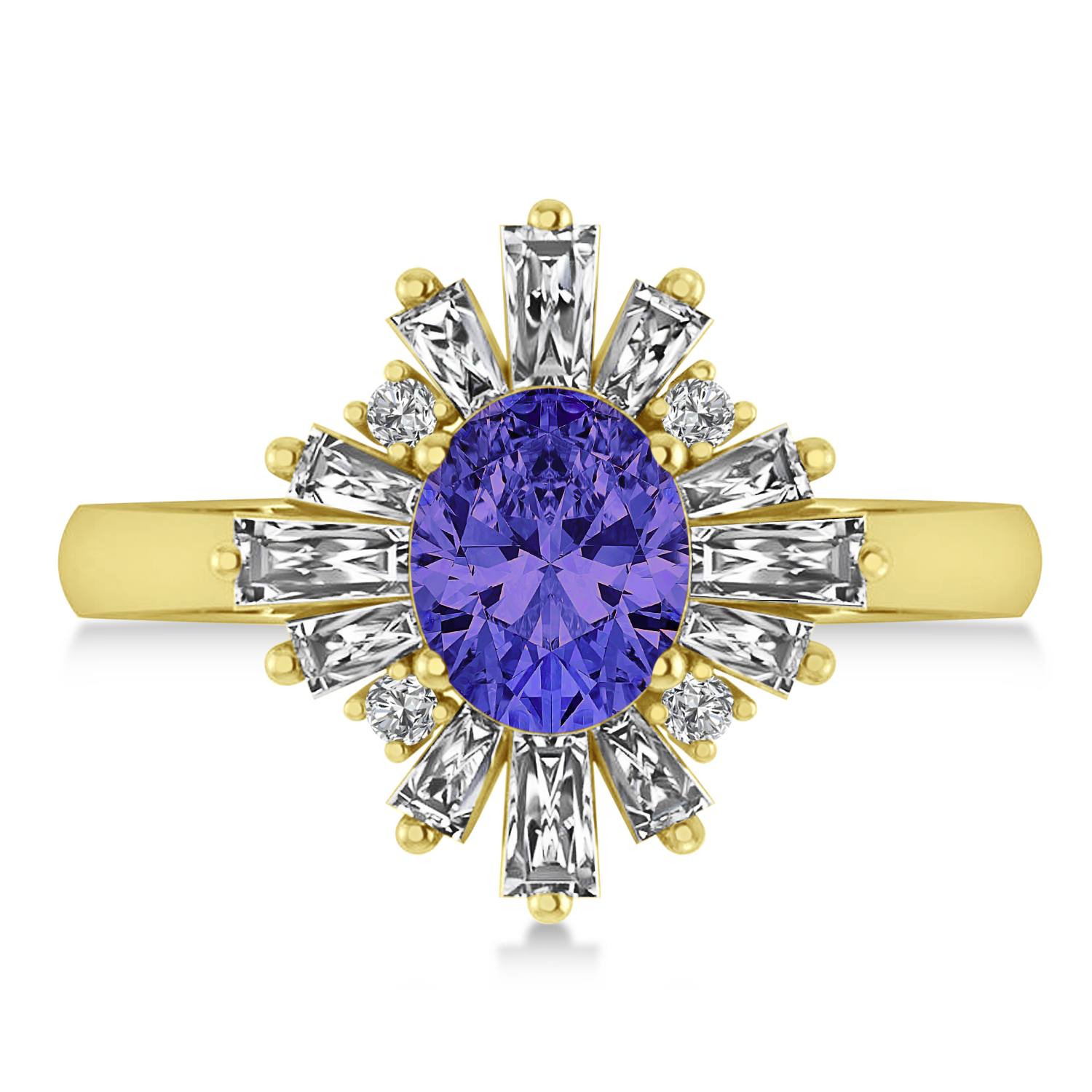 Tanzanite & Diamond Oval Cut Ballerina Engagement Ring 14k Yellow Gold (3.06 ctw)