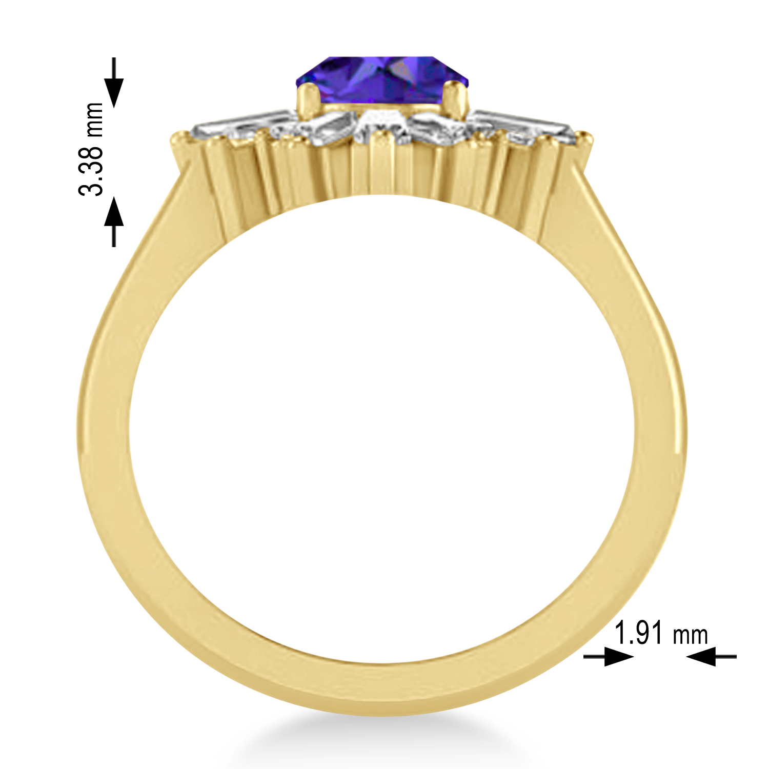 Tanzanite & Diamond Oval Cut Ballerina Engagement Ring 18k Yellow Gold (3.06 ctw)