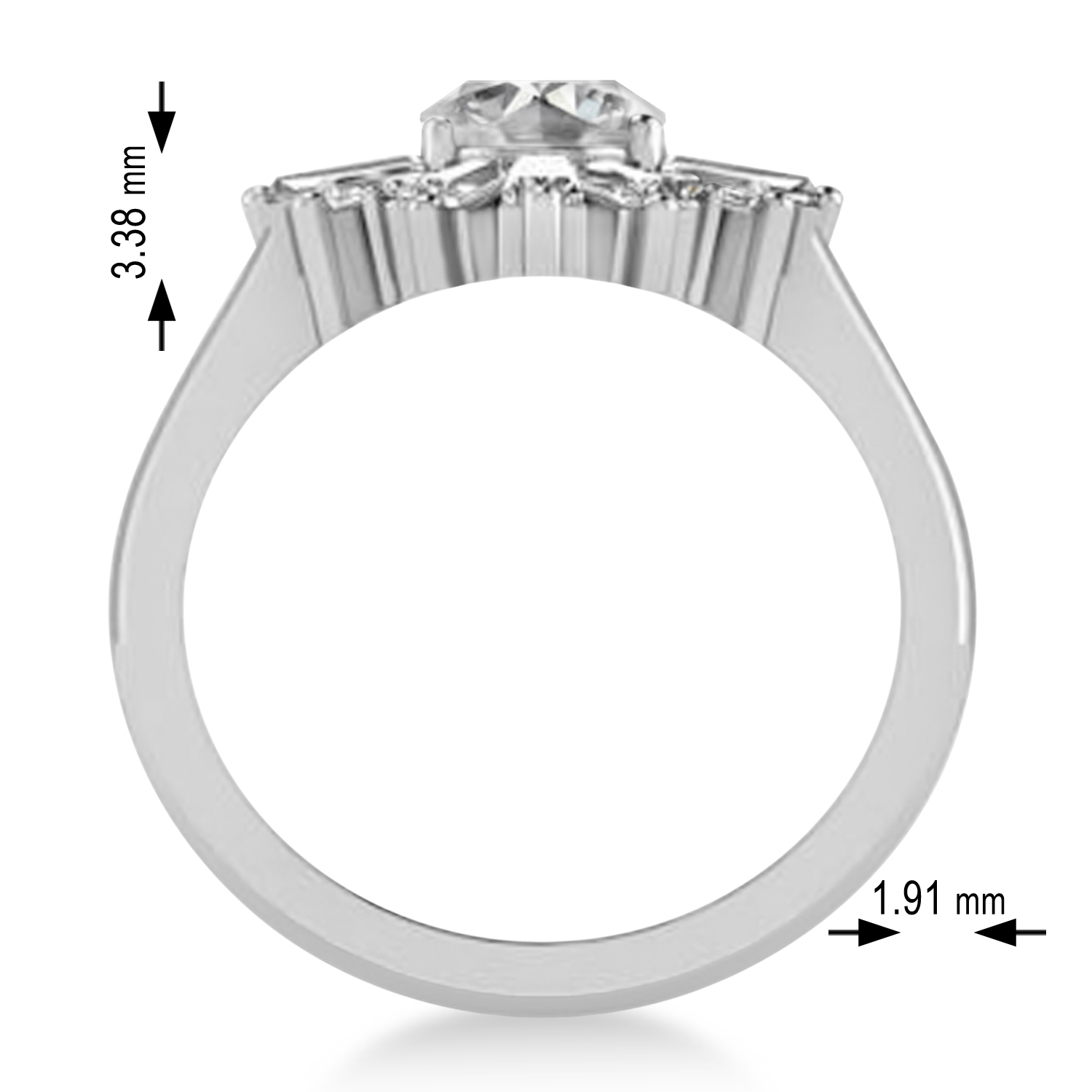 Diamond Oval Cut Ballerina Engagement Ring Platinum (2.51 ctw)