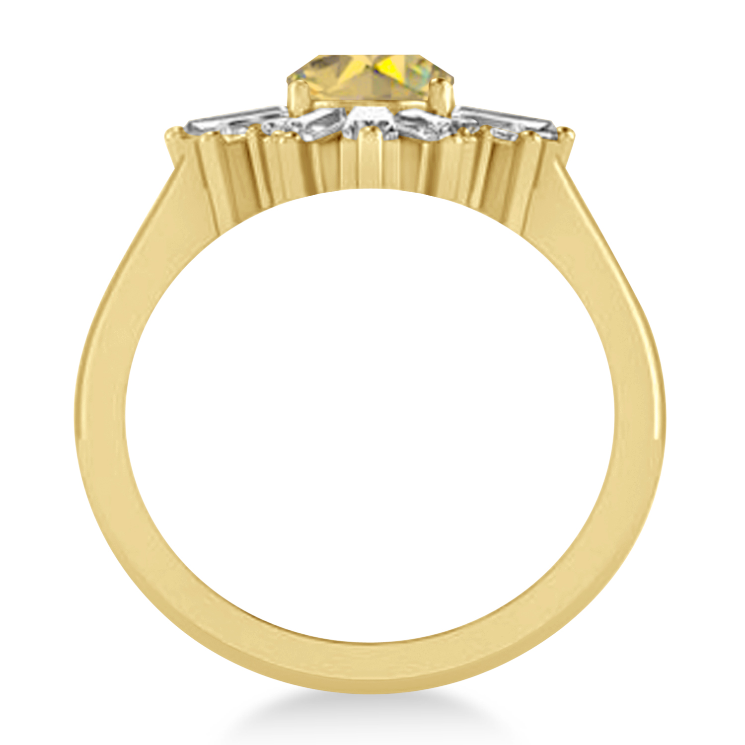 Yellow Diamond Oval Cut Ballerina Engagement Ring 18k Yellow Gold (2.51 ctw)