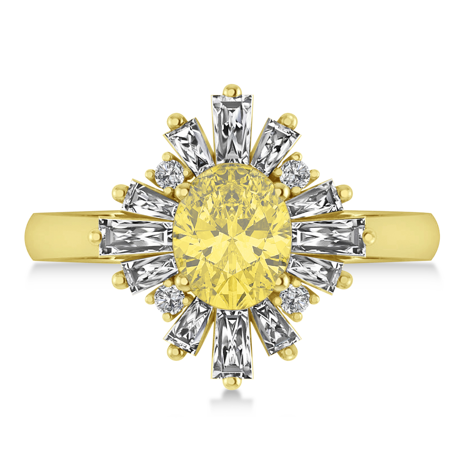 Yellow Diamond Oval Cut Ballerina Engagement Ring 18k Yellow Gold (2.51 ctw)