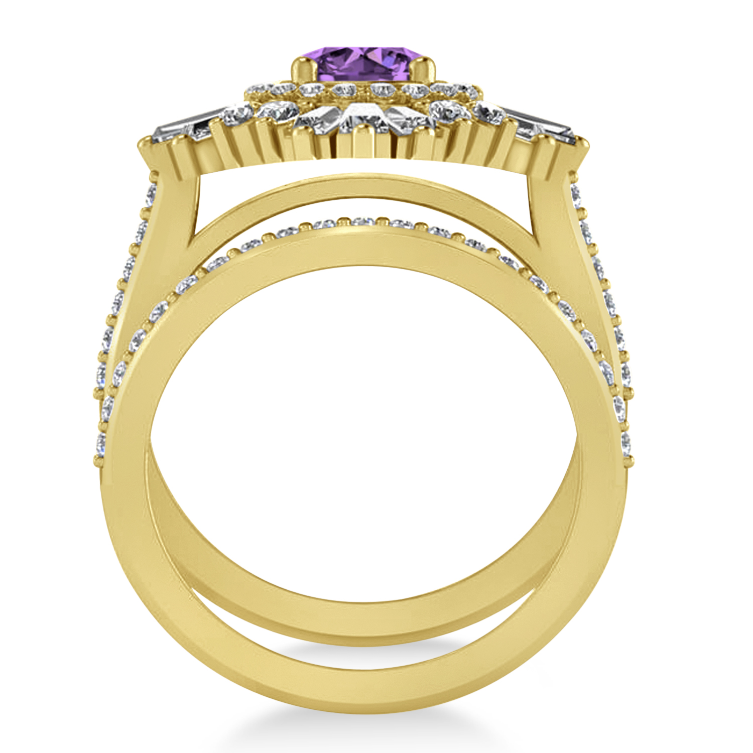 Amethyst & Diamond Ballerina Engagement Ring 18k Yellow Gold (2.74 ctw)