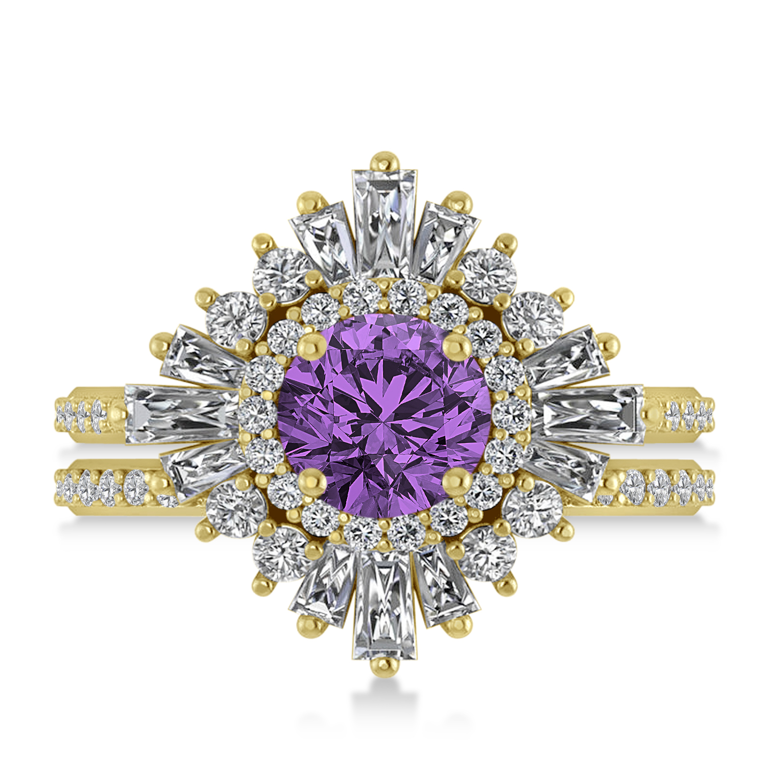 Amethyst & Diamond Ballerina Engagement Ring 18k Yellow Gold (2.74 ctw)