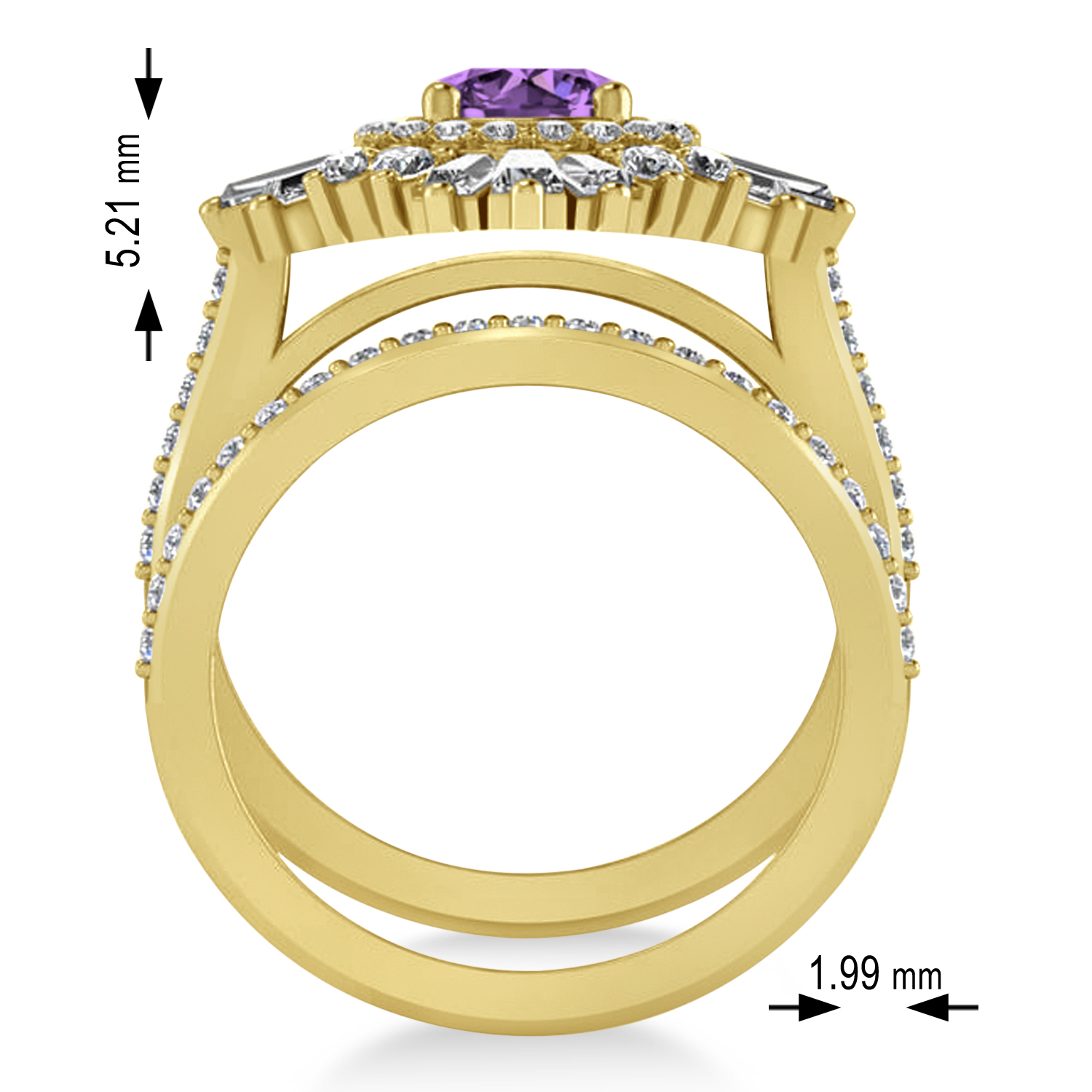 Amethyst & Diamond Ballerina Engagement Ring 18k Yellow Gold (2.74 ctw)