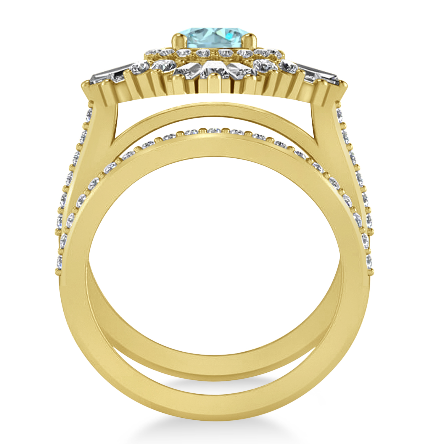 Aquamarine & Diamond Ballerina Engagement Ring 14k Yellow Gold (2.74 ctw)