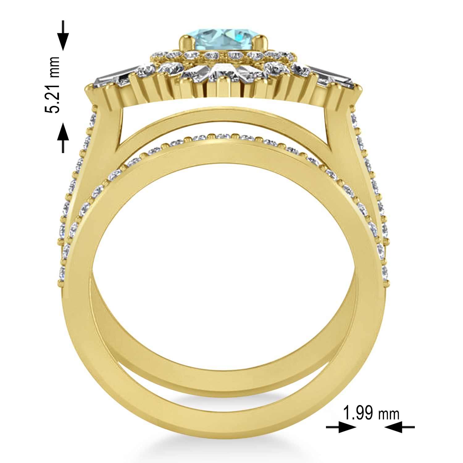 Aquamarine & Diamond Ballerina Engagement Ring 14k Yellow Gold (2.74 ctw)