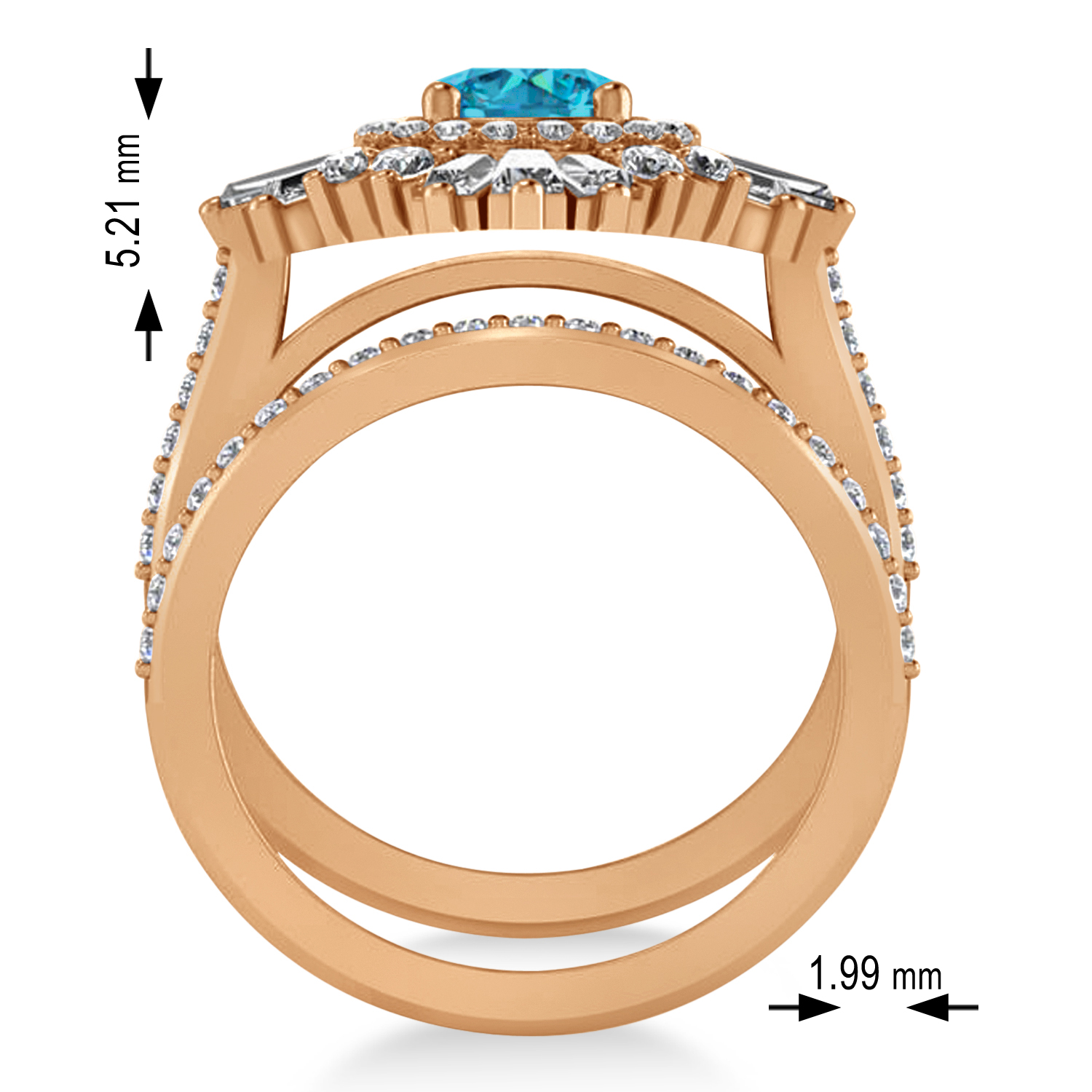 Blue Diamond & Diamond Ballerina Engagement Ring 18k Rose Gold (2.74 ctw)