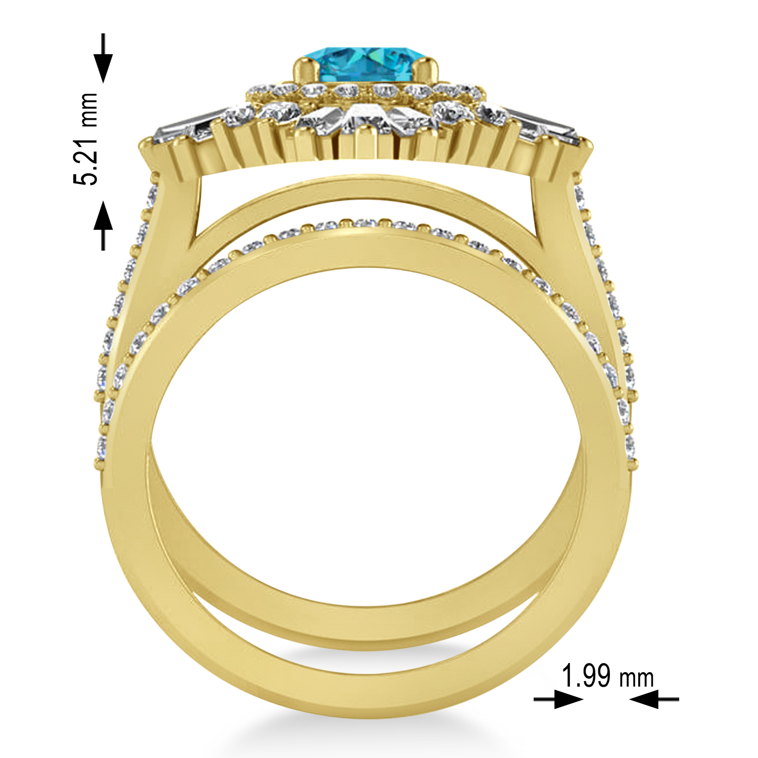 Blue Diamond & Diamond Ballerina Engagement Ring 18k Yellow Gold (2.74 ctw)