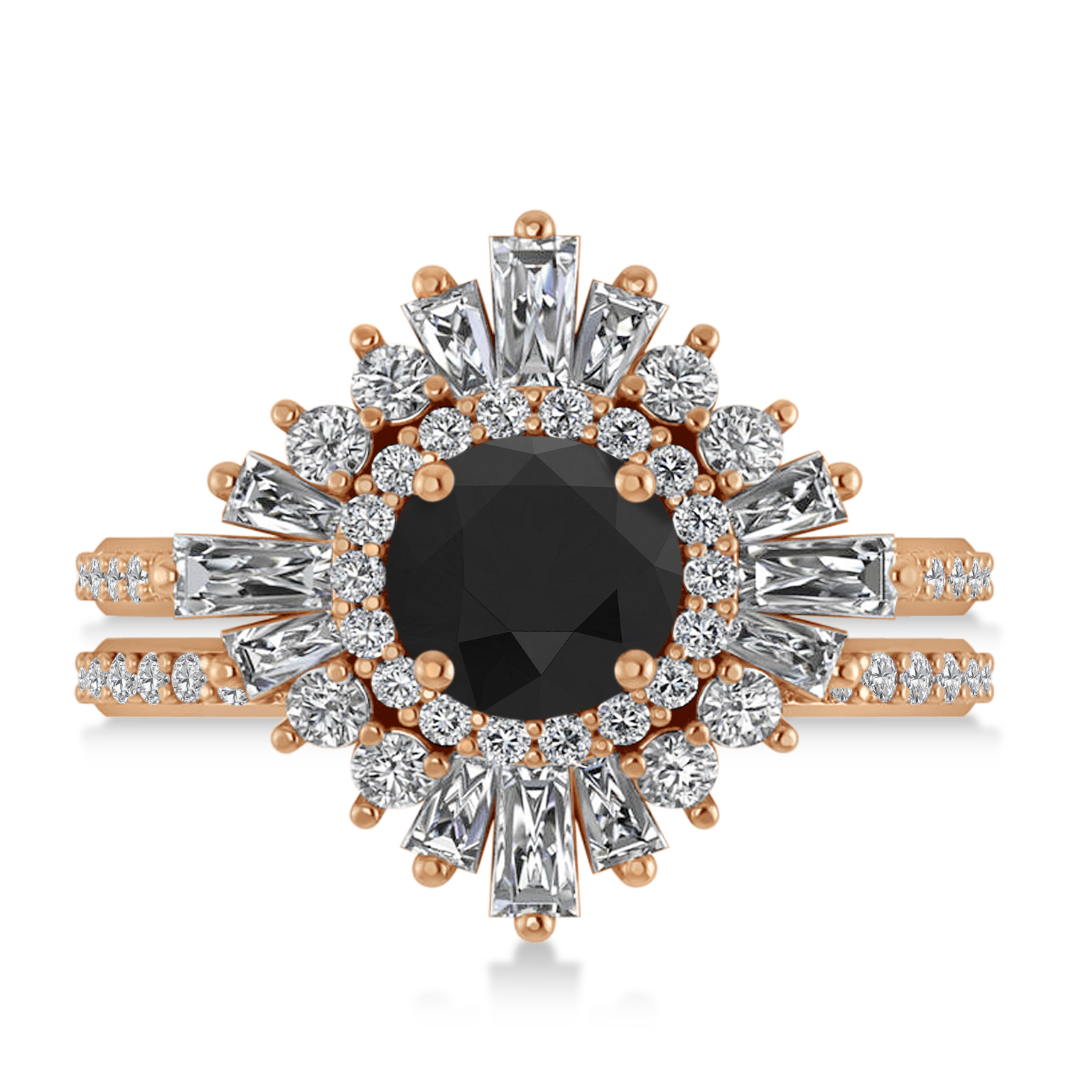 Black Diamond & Diamond Ballerina Engagement Ring 18k Rose Gold (2.74 ctw)