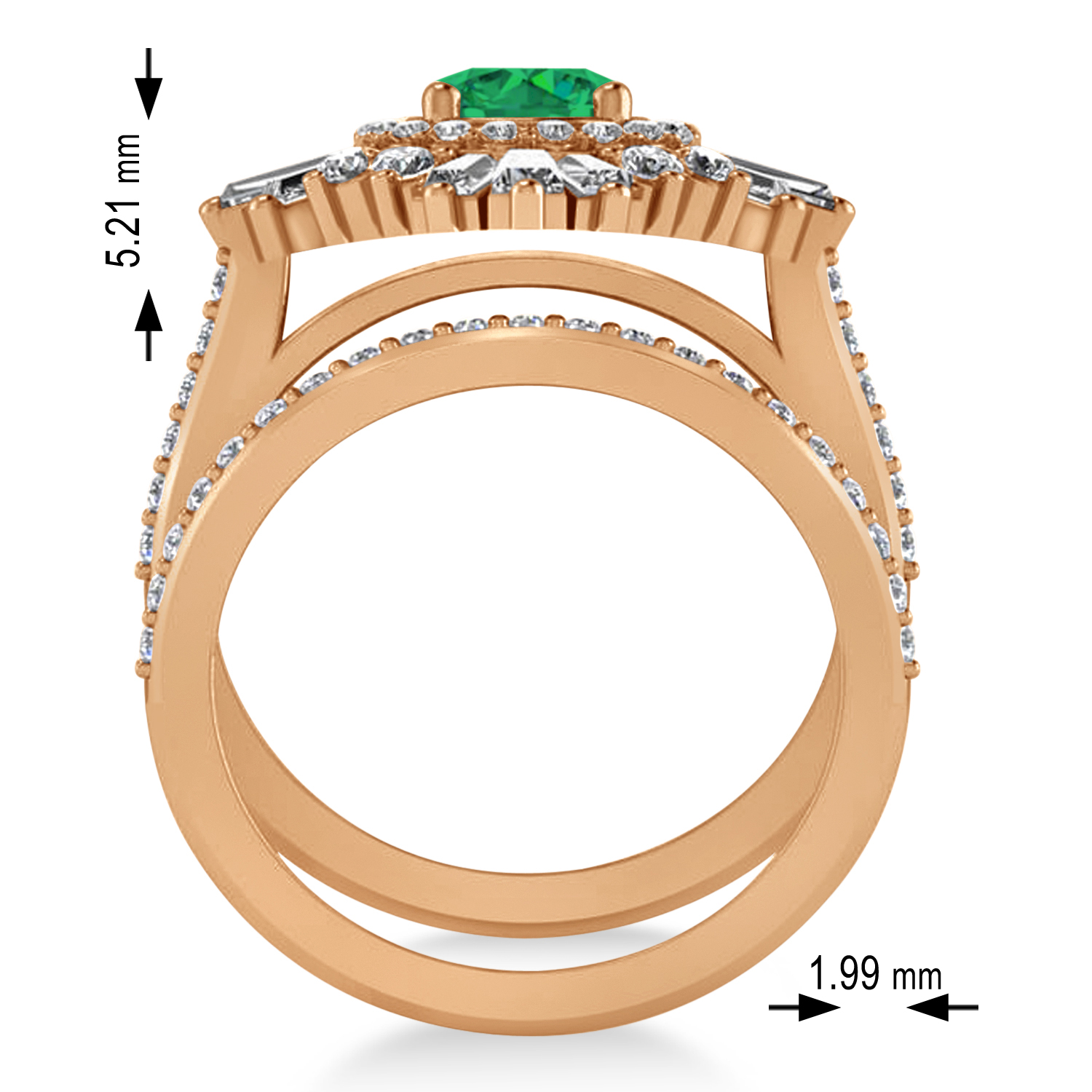 Emerald & Diamond Ballerina Engagement Ring 14k Rose Gold (2.74 ctw)