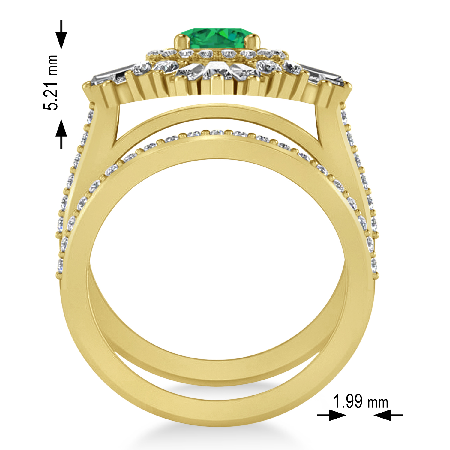 Emerald & Diamond Ballerina Engagement Ring 18k Yellow Gold (2.74 ctw)