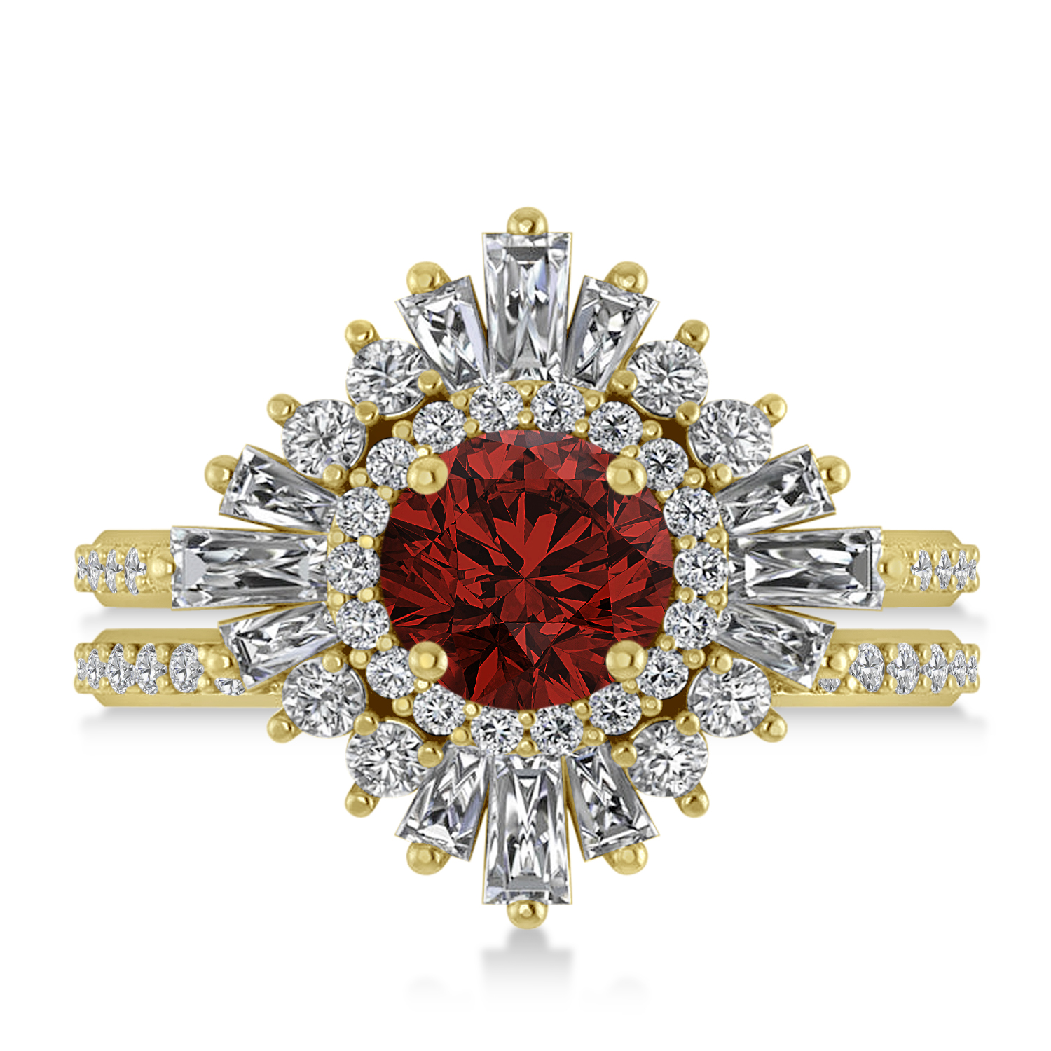 Garnet & Diamond Ballerina Engagement Ring 18k Yellow Gold (2.74 ctw)