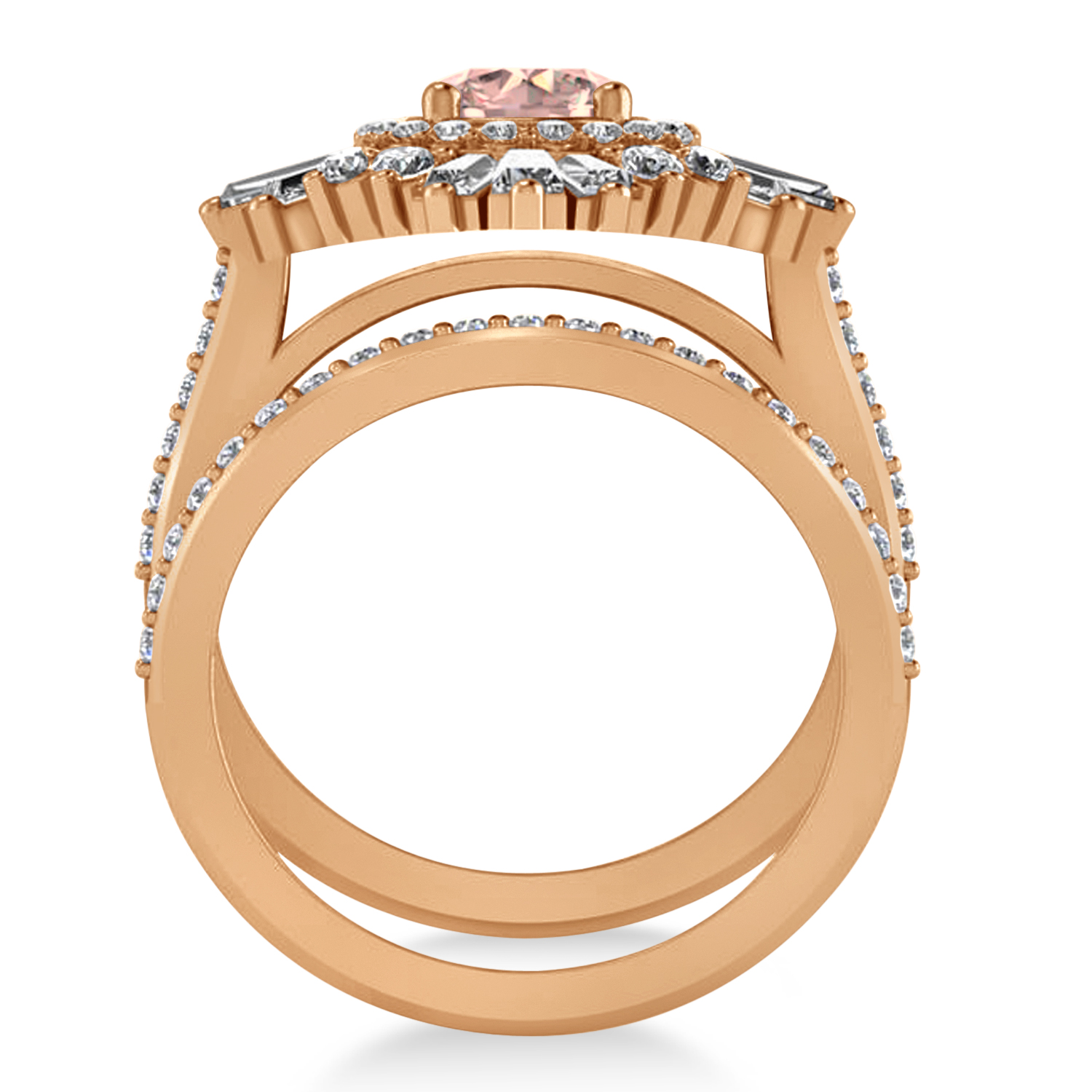 Morganite & Diamond Ballerina Engagement Ring 18k Rose Gold (2.74 ctw)