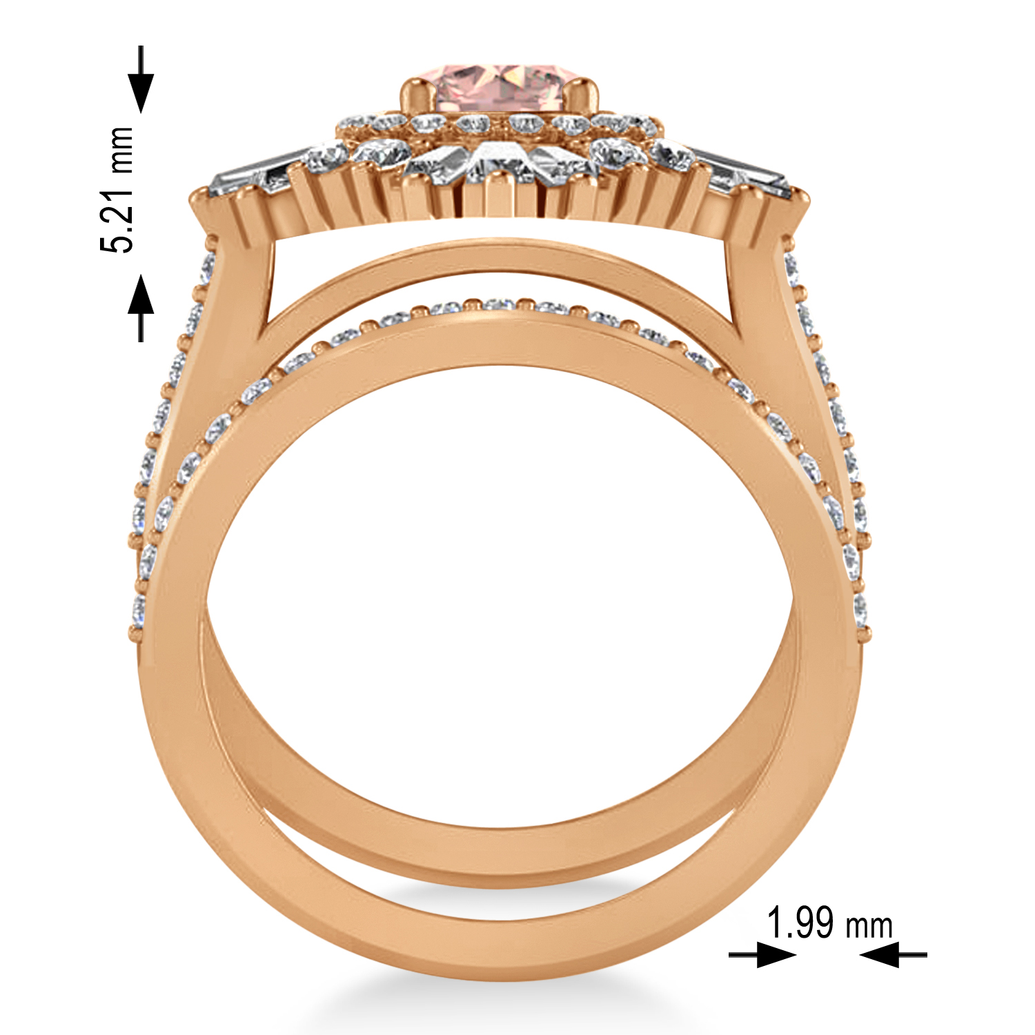Morganite & Diamond Ballerina Engagement Ring 18k Rose Gold (2.74 ctw)