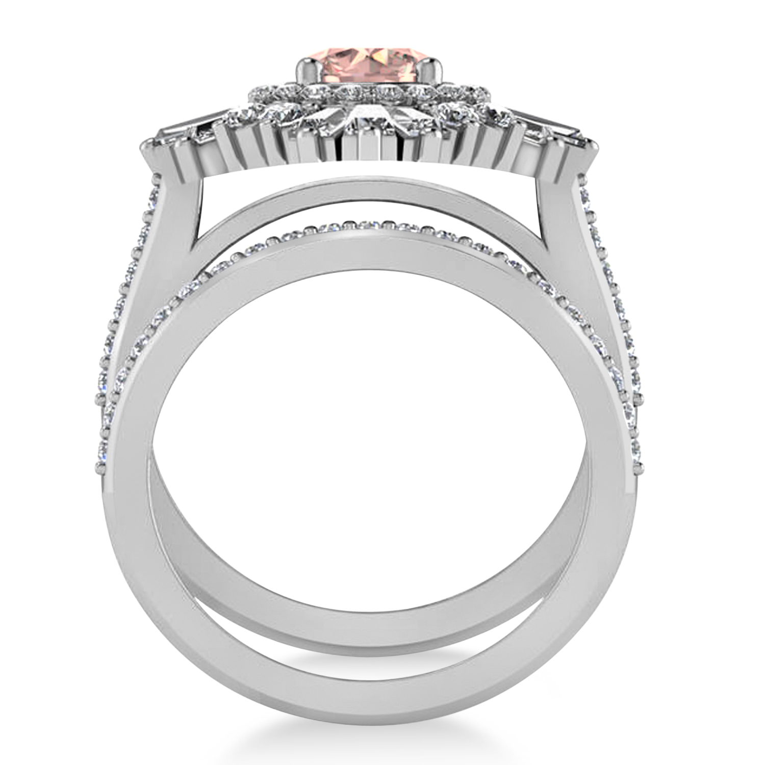 Morganite & Diamond Ballerina Engagement Ring Palladium (2.74 ctw)