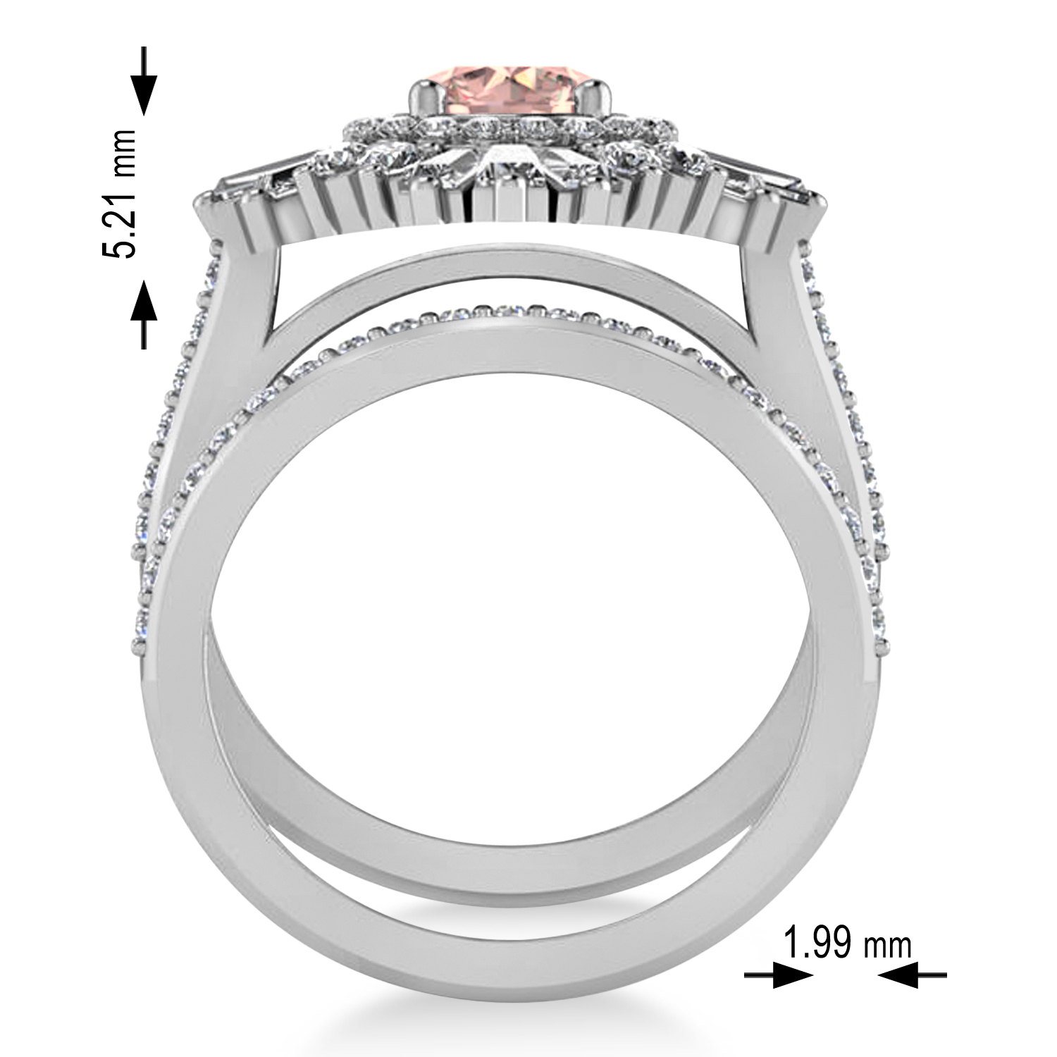 Morganite & Diamond Ballerina Engagement Ring Palladium (2.74 ctw)