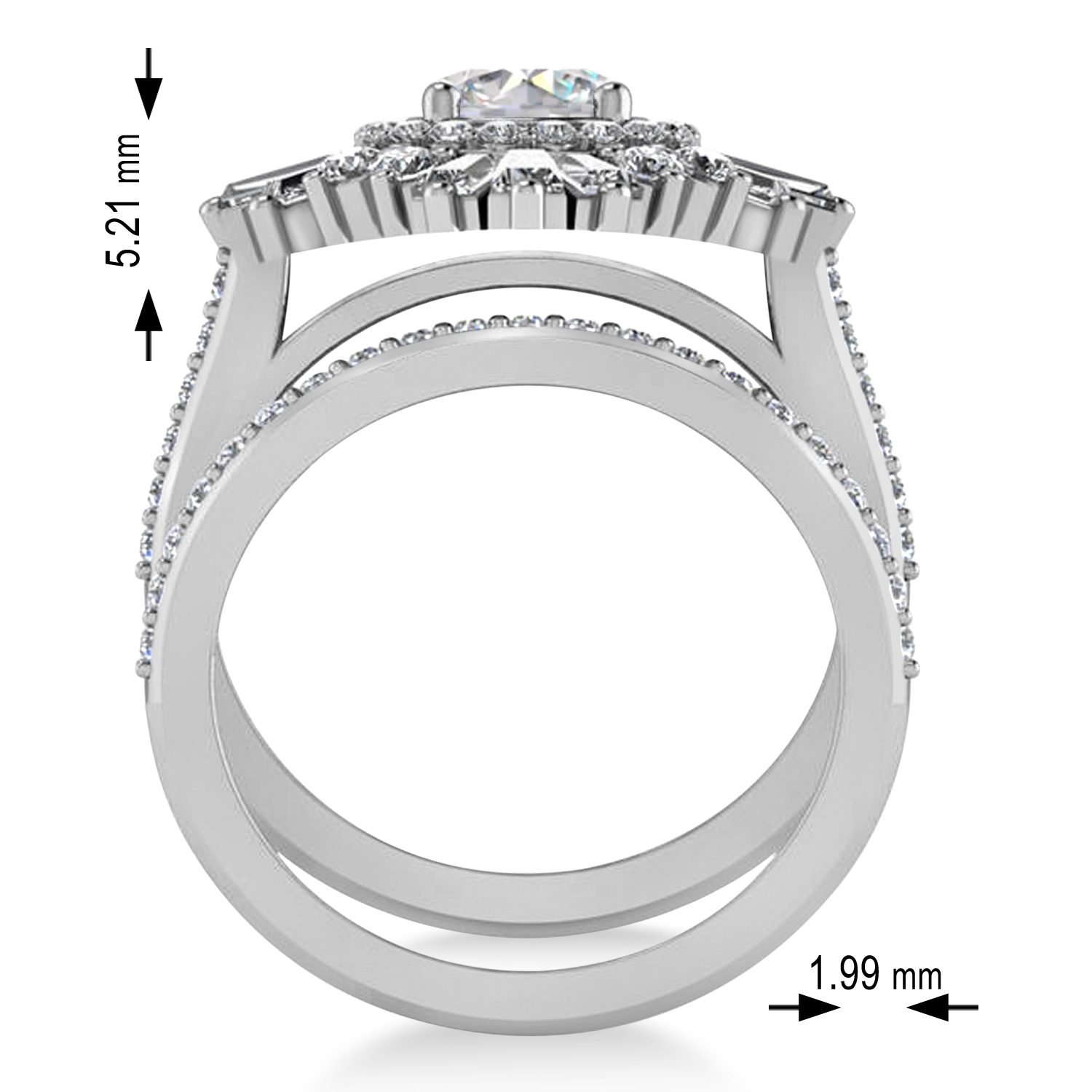 Moissanite & Diamond Ballerina Engagement Ring Palladium (2.74 ctw)