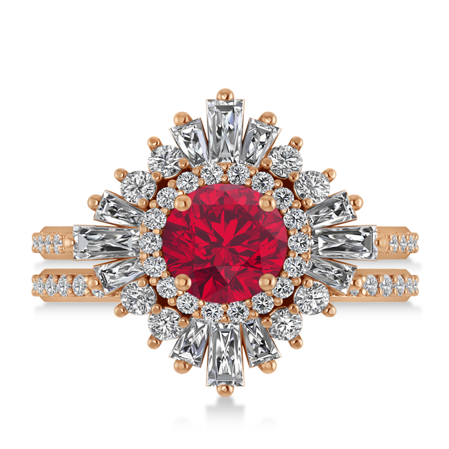Ruby & Diamond Ballerina Engagement Ring 18k Rose Gold (2.74 ctw)