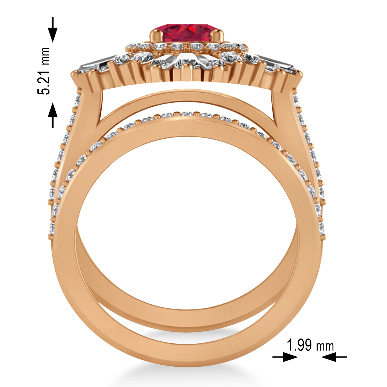 Ruby & Diamond Ballerina Engagement Ring 18k Rose Gold (2.74 ctw)