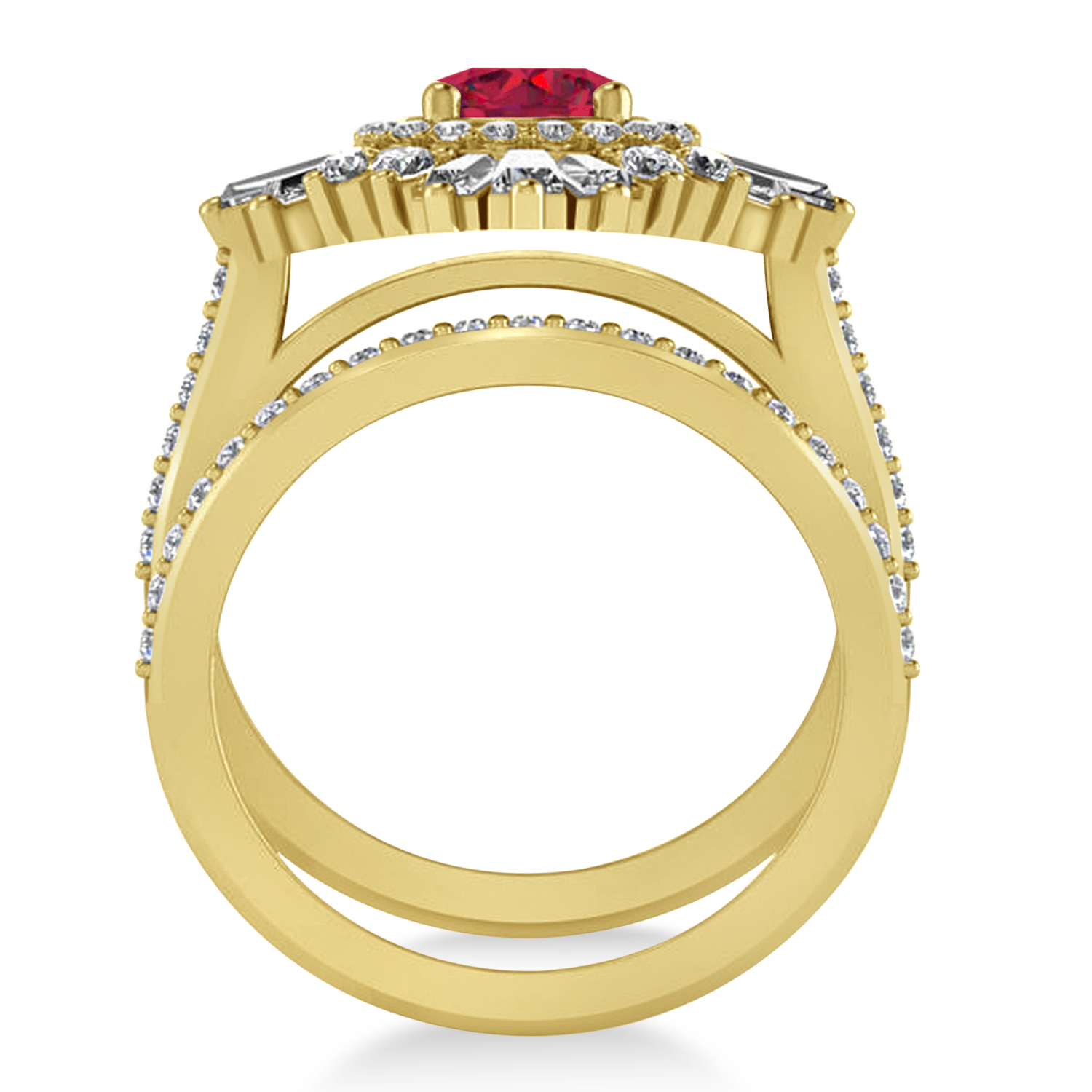 Ruby & Diamond Ballerina Engagement Ring 18k Yellow Gold (2.74 ctw)