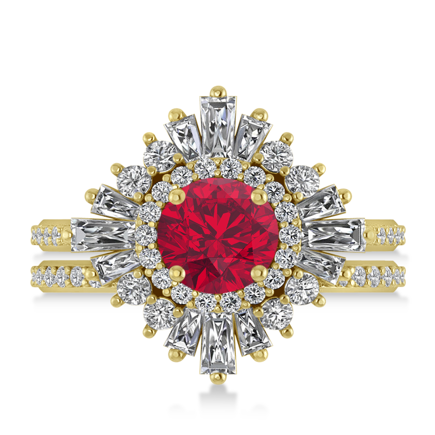 Ruby & Diamond Ballerina Engagement Ring 18k Yellow Gold (2.74 ctw)