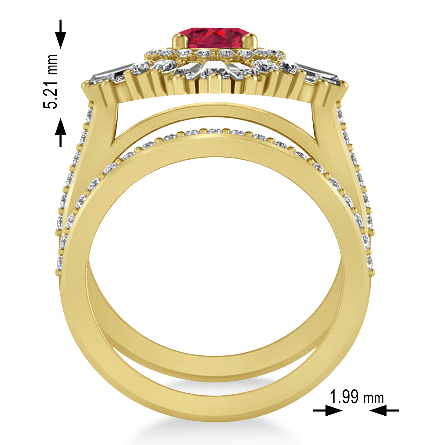 Ruby & Diamond Ballerina Engagement Ring 18k Yellow Gold (2.74 ctw)