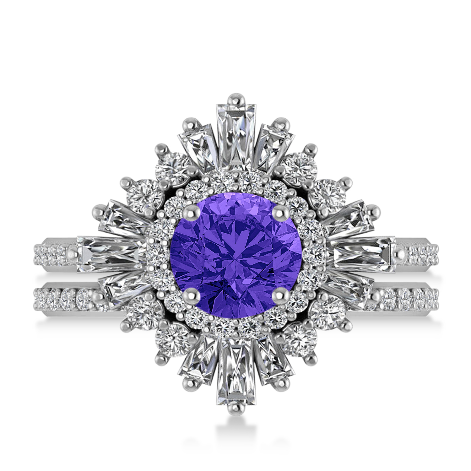 Tanzanite & Diamond Ballerina Engagement Ring 18k White Gold (2.74 ctw)