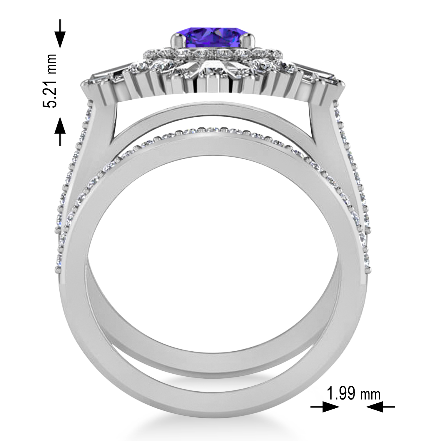 Tanzanite & Diamond Ballerina Engagement Ring 18k White Gold (2.74 ctw)
