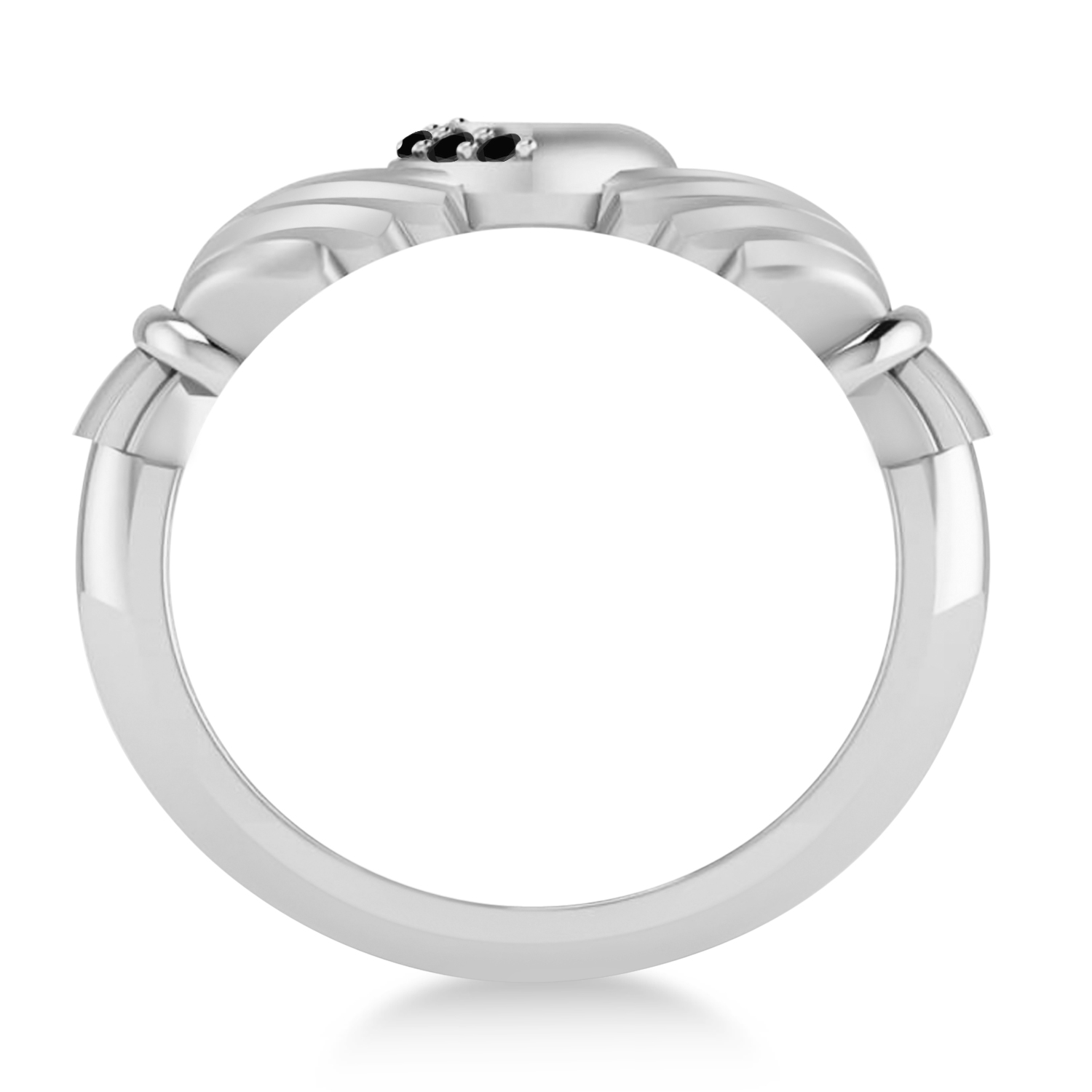 Black Diamond Claddagh Ladies Ring 14k White Gold (0.05ct)