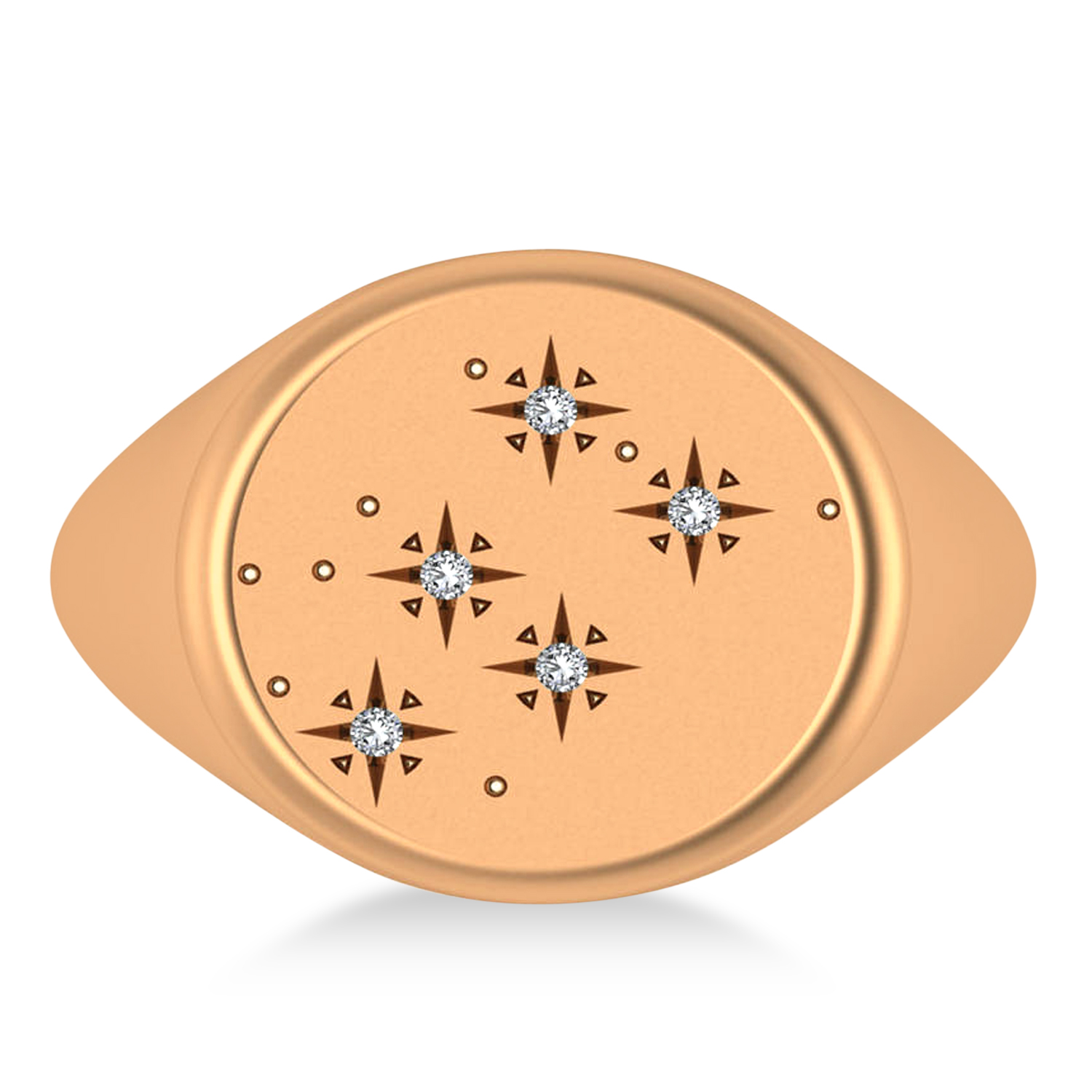 Men's Diamond Constellation Signet Ring 14k Rose Gold (0.03 ctw)