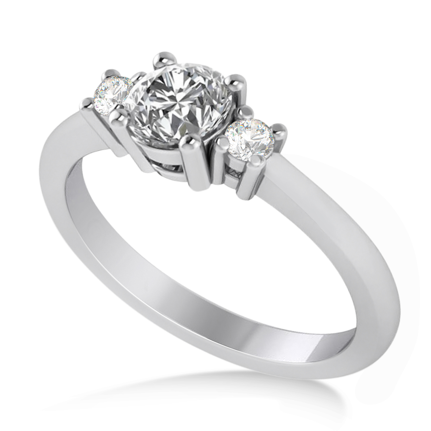 Round Diamond Three-Stone Engagement Ring 14k White Gold (0.60ct)