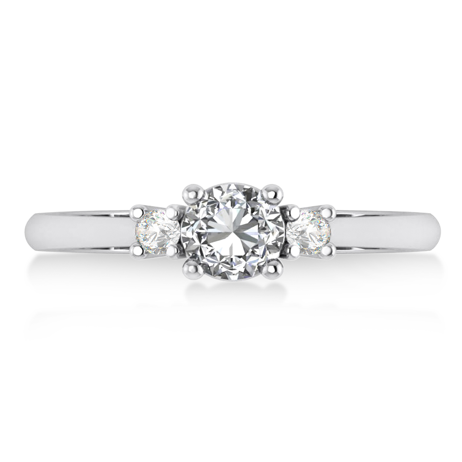 Round Lab Grown Diamond Three-Stone Engagement Ring 14k White Gold (0.60ct)