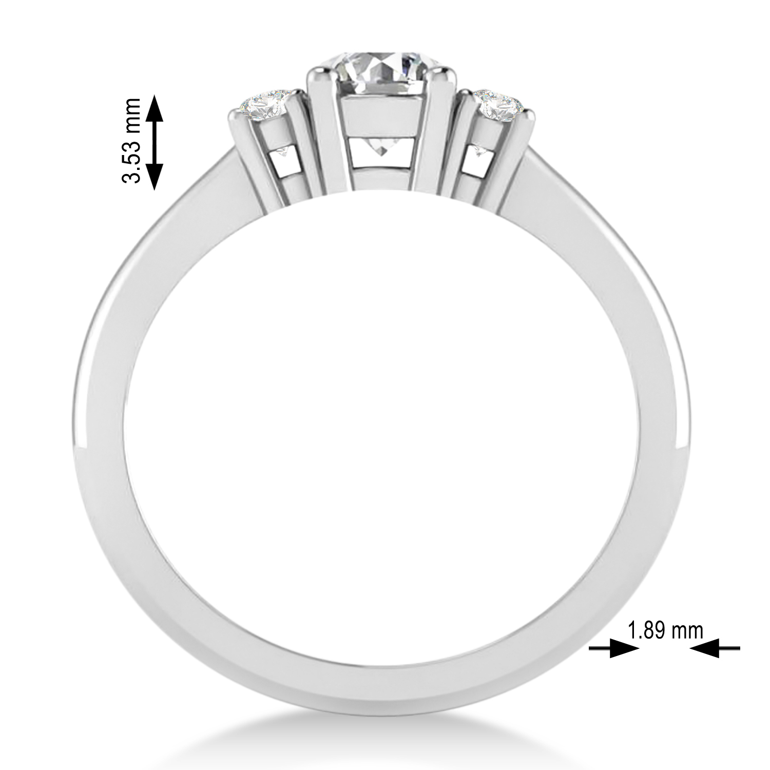 Round Lab Grown Diamond Three-Stone Engagement Ring 14k White Gold (0.60ct)
