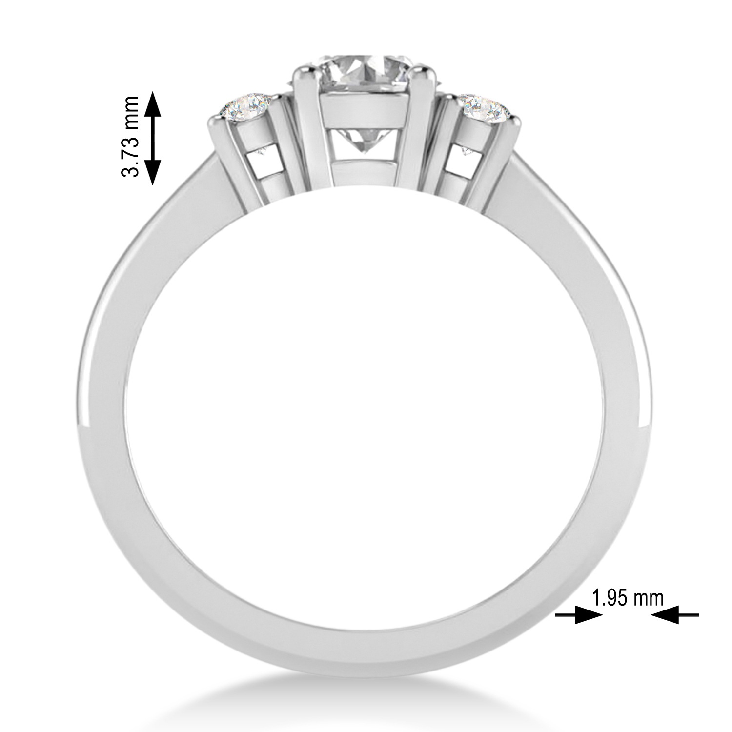 Round Diamond Three-Stone Engagement Ring 14k White Gold (0.89ct)