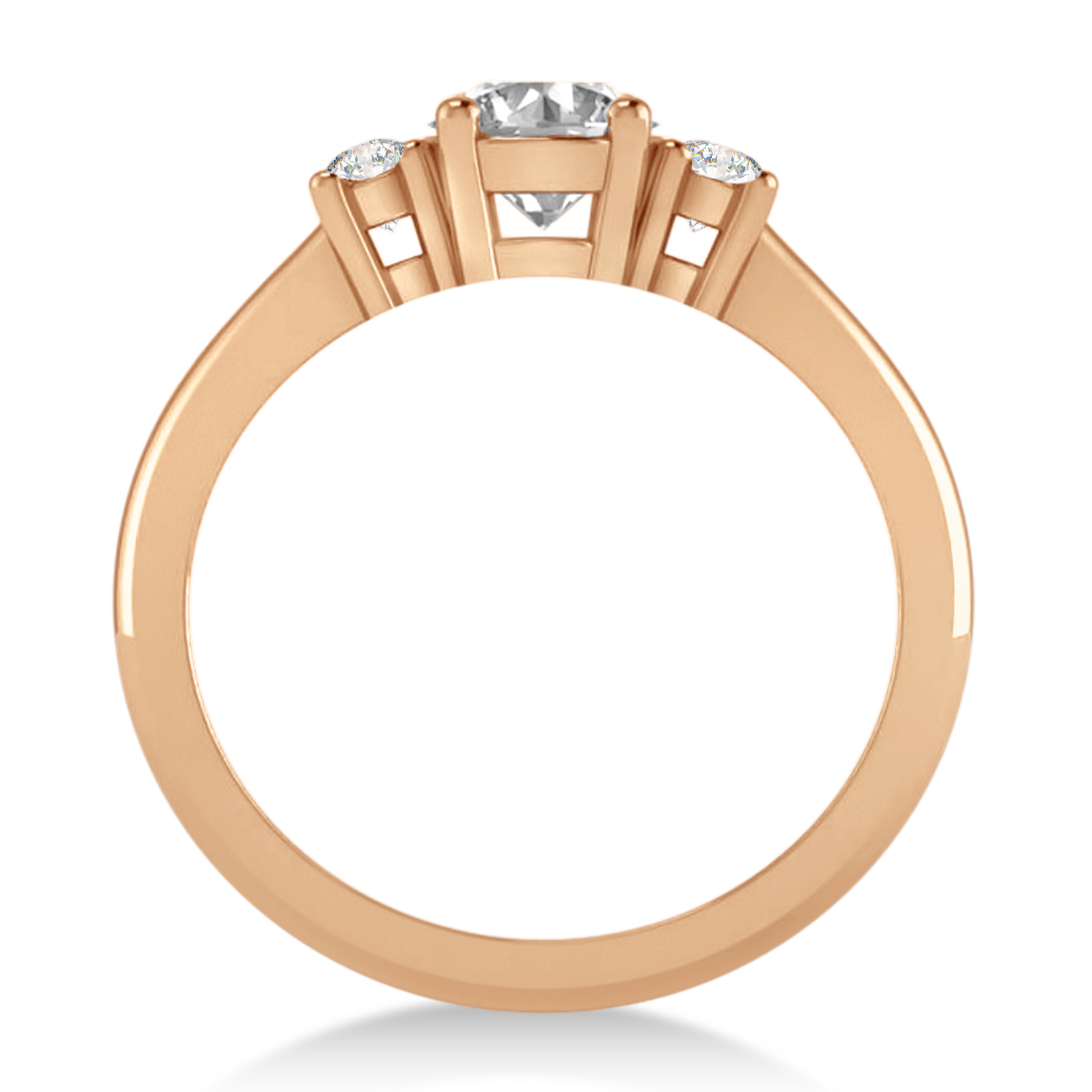 Round Lab Grown Diamond Three-Stone Engagement Ring 14k Rose Gold (0.89ct)