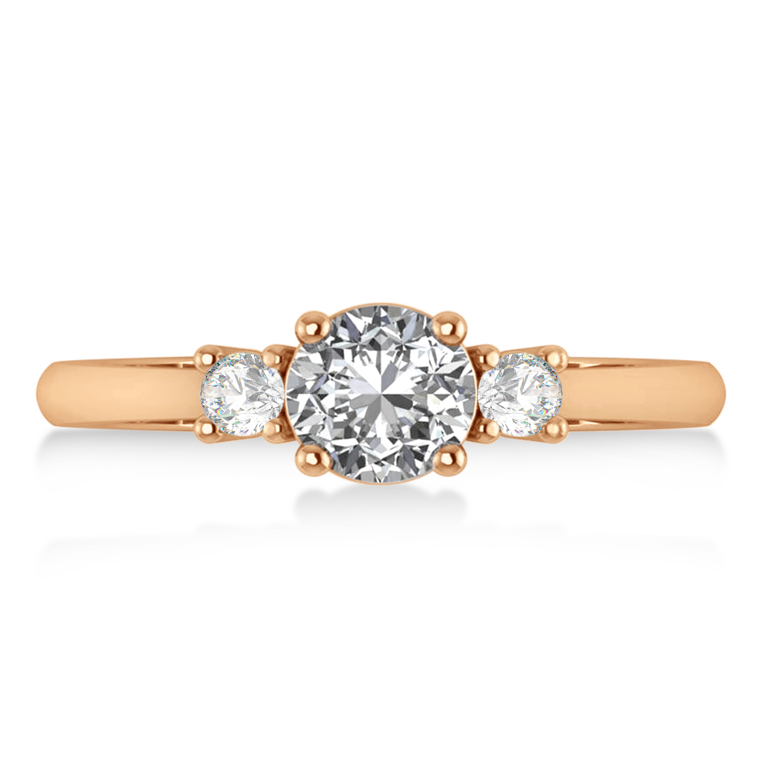 Round Lab Grown Diamond Three-Stone Engagement Ring 14k Rose Gold (0.89ct)