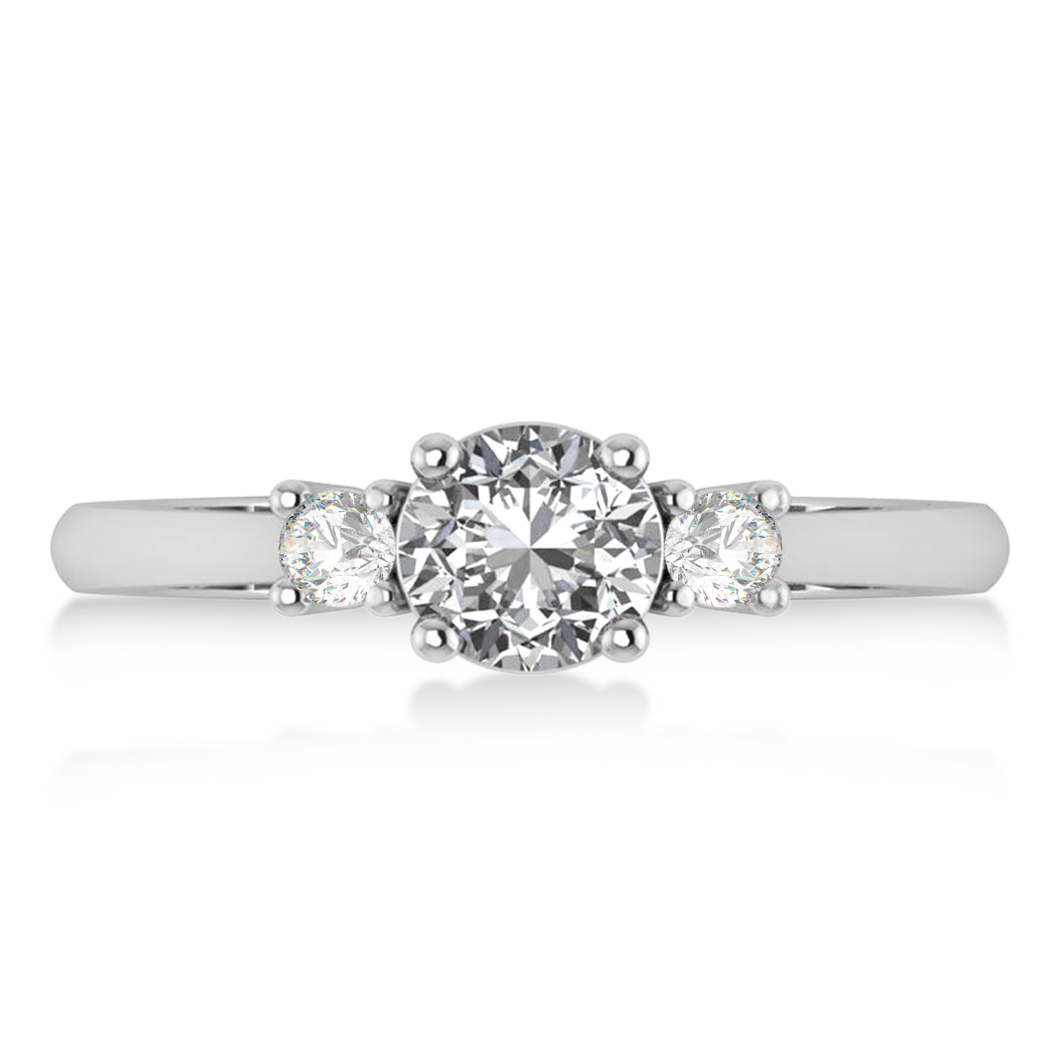 Round Lab Grown Diamond Three-Stone Engagement Ring 14k White Gold (0.89ct)