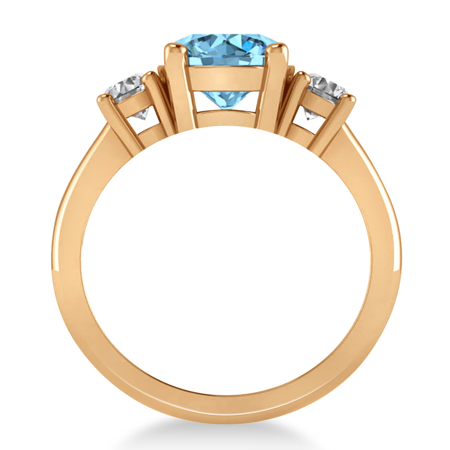 Round 3-Stone Blue Topaz & Diamond Engagement Ring 14k Rose Gold (2.50ct)