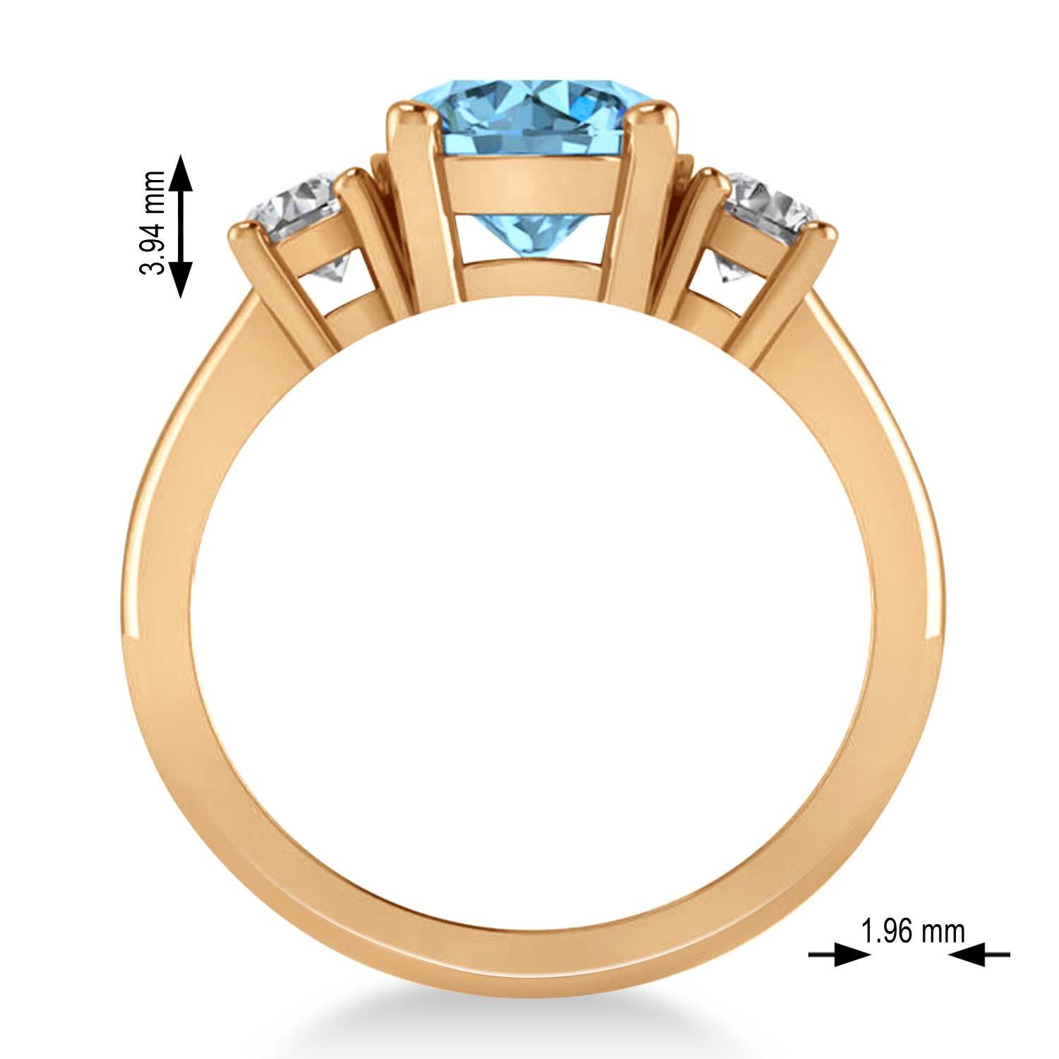 Round 3-Stone Blue Topaz & Diamond Engagement Ring 14k Rose Gold (2.50ct)
