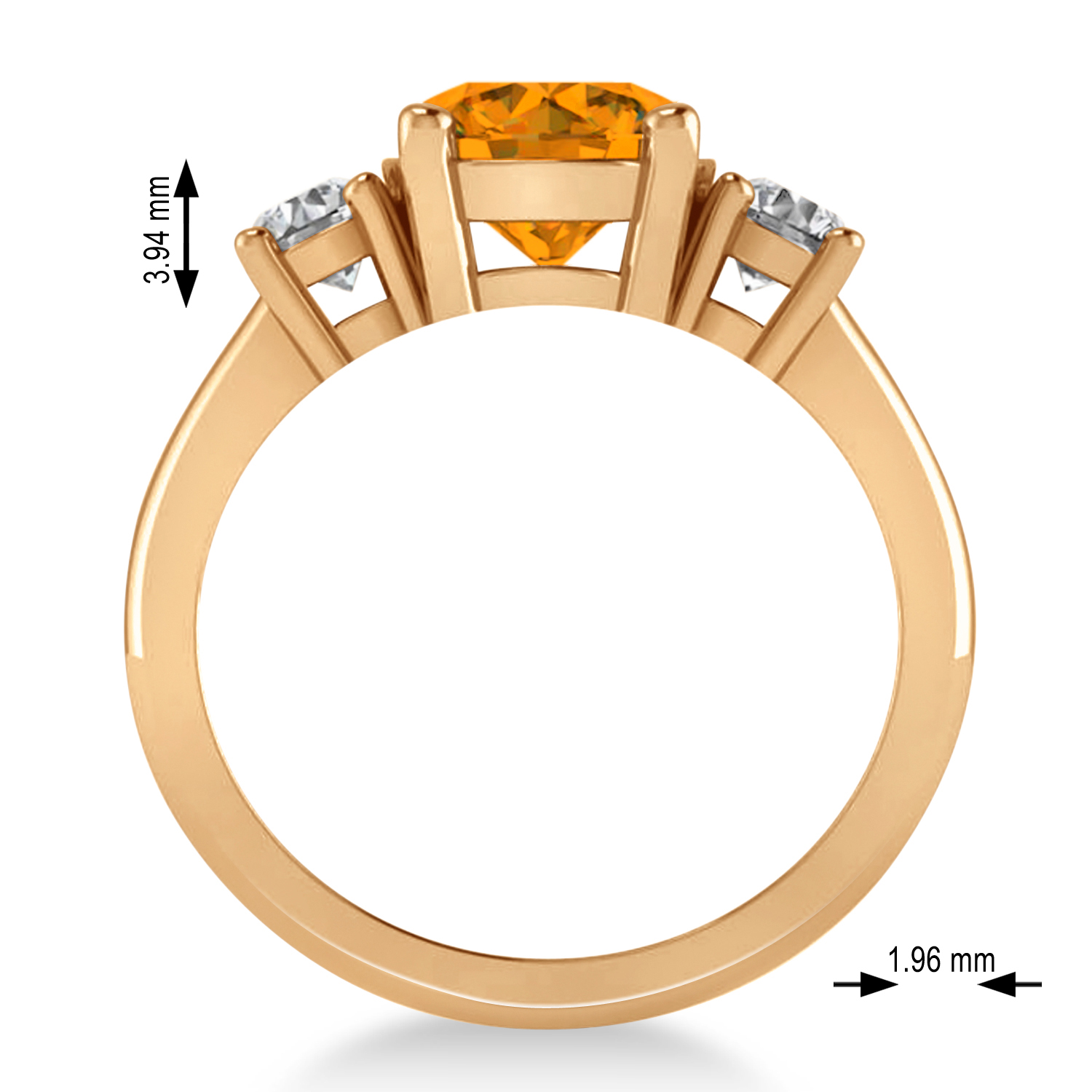 Round 3-Stone Citrine & Diamond Engagement Ring 14k Rose Gold (2.50ct)